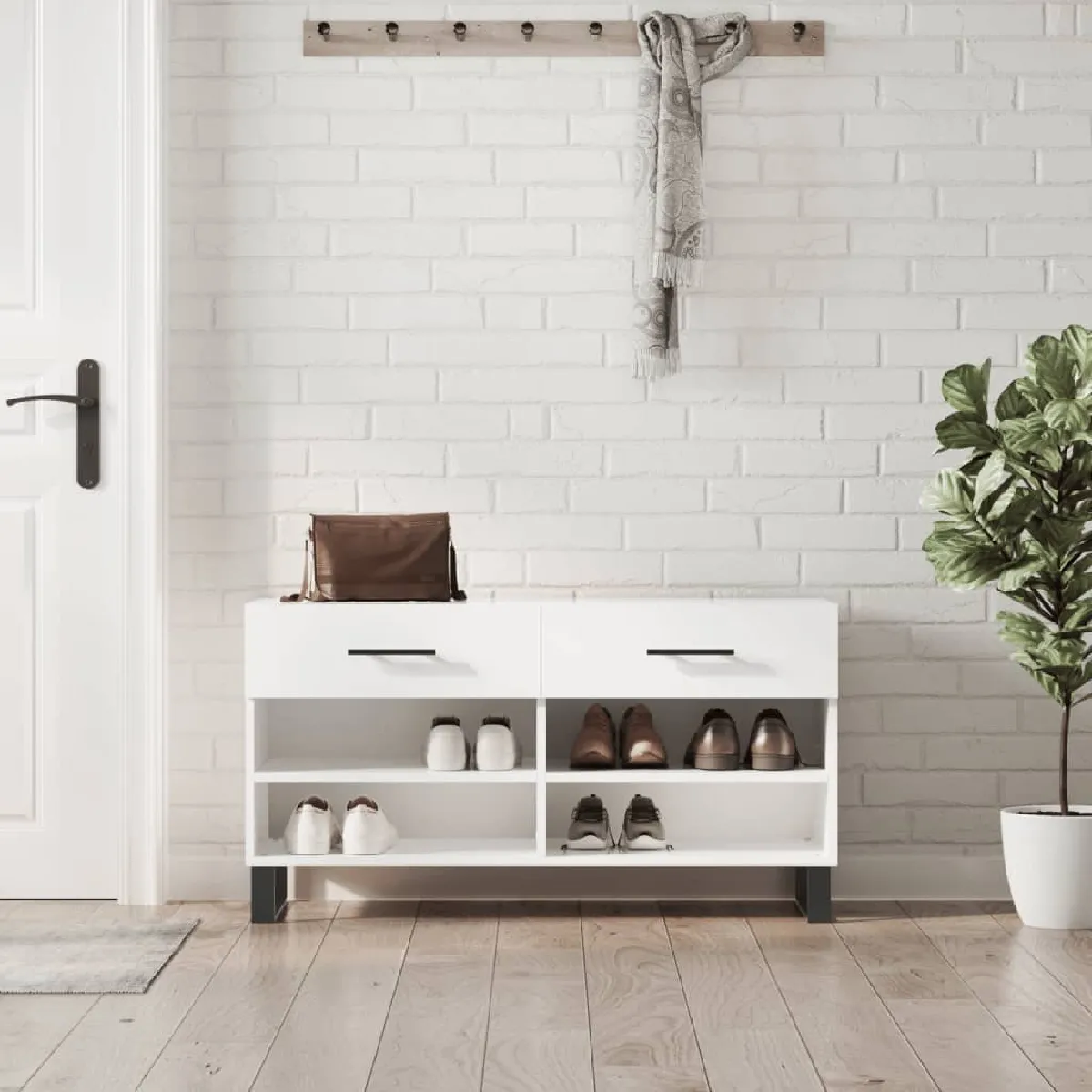 Vidaxl Blanc Banc À Chaussures - Brillant