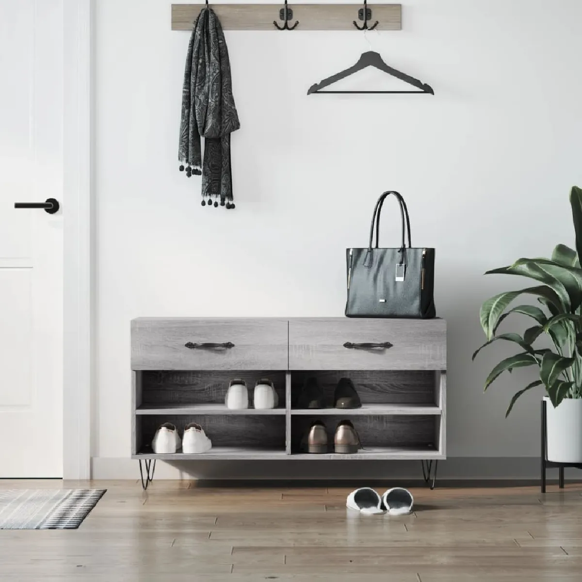 VIDAXL - Banc à chaussures - Style Industriel - Gris - 102x35x55 cm - Image 3