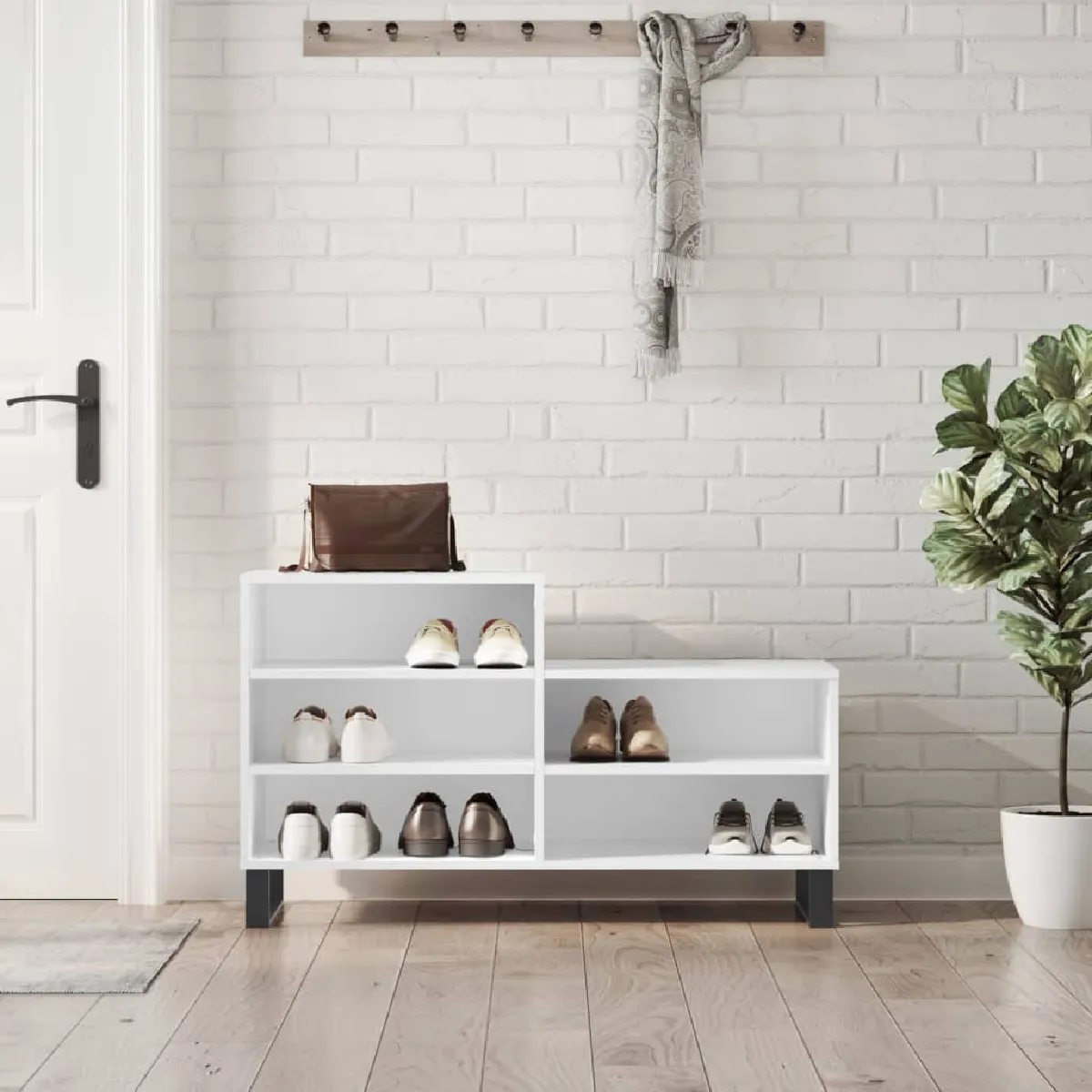 Non Communiqué Blanc Vidaxl Armoire À Chaussures 102X36x60 Cm Bois D'ingénierie 831396 - Image 2