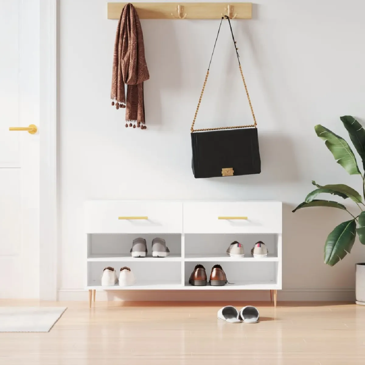Vidaxl Blanc Banc À Chaussures 102X35x55 Cm Bois D Ingénierie - Image 3