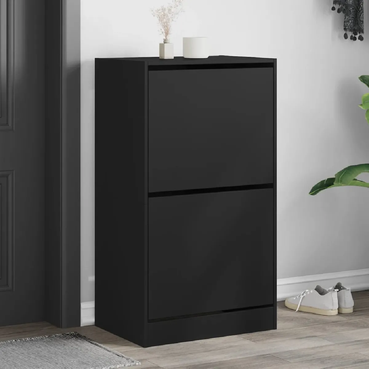 Vidaxl Noir Armoire À Chaussures - 60X42x108 Cm
