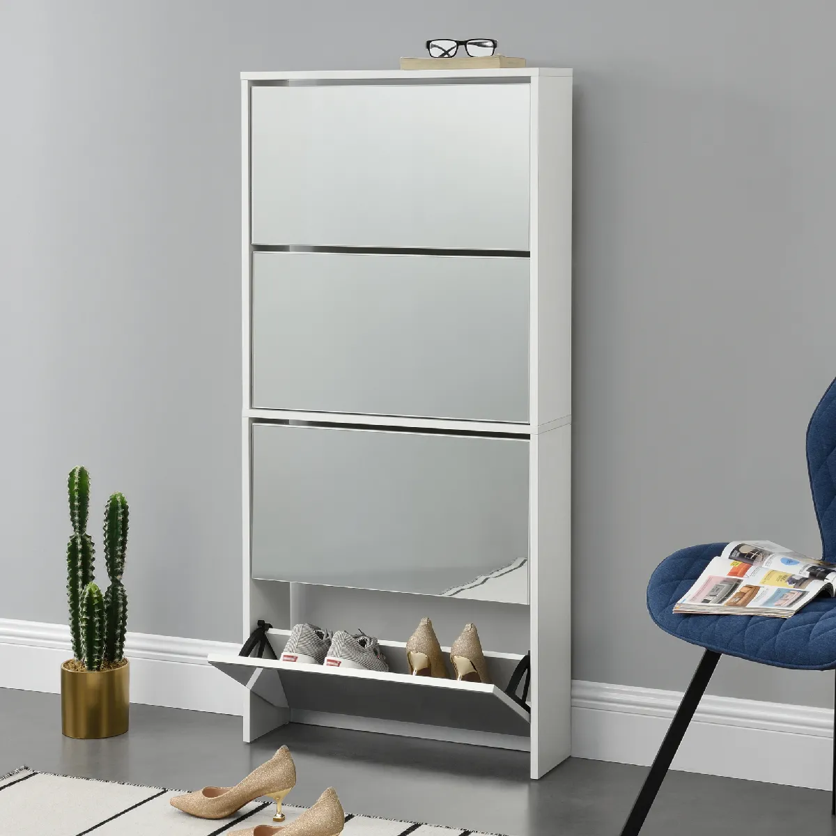 En.casa Meuble à chaussures avec miroir En.casa Meuble à chaussures avec miroir