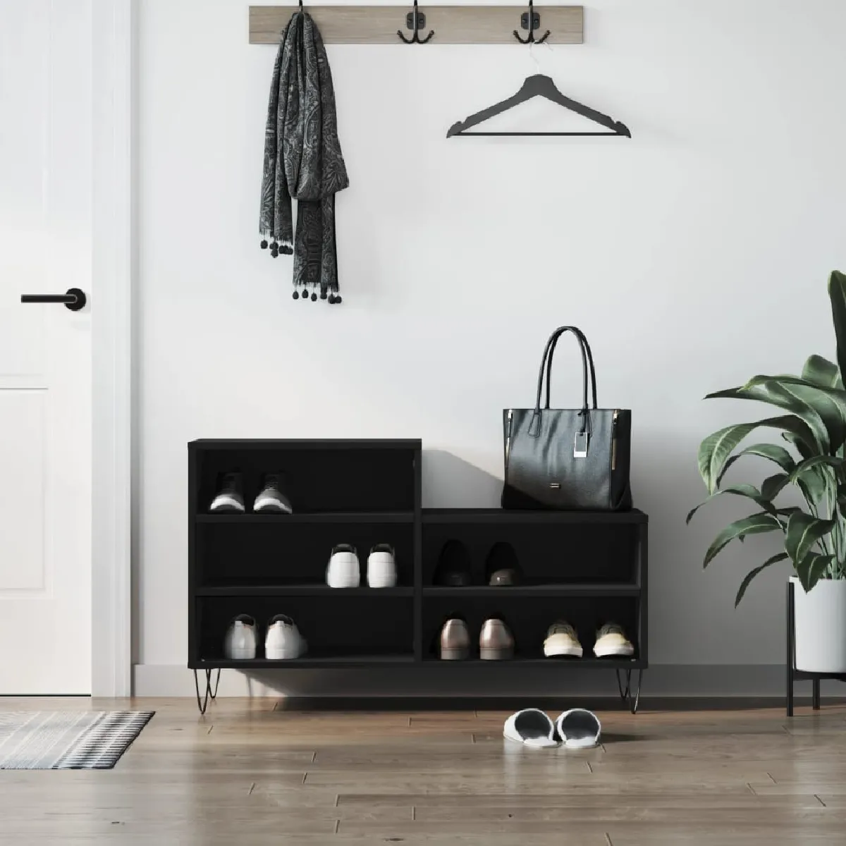 Vidaxl Noir Armoire À Chaussures