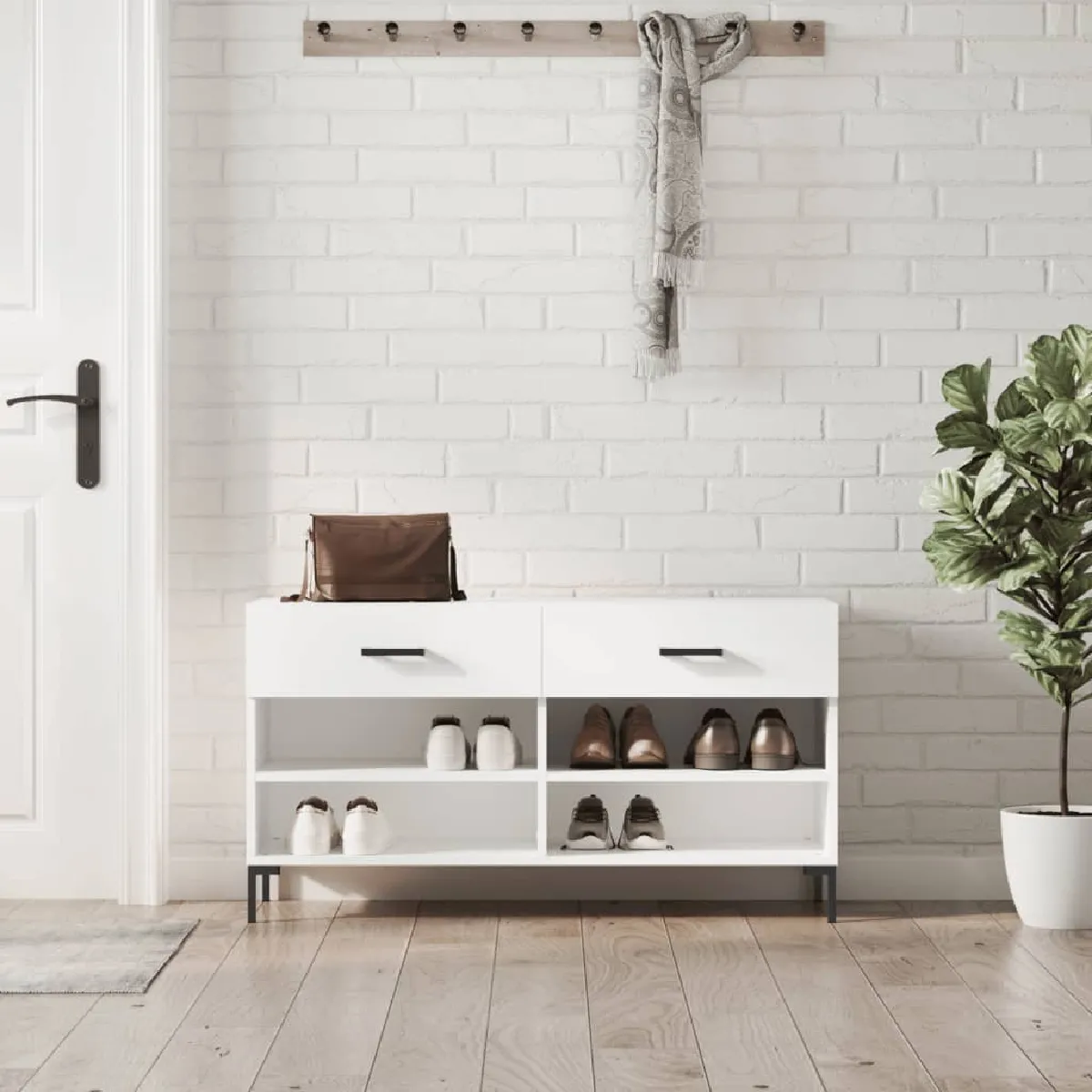Vidaxl Blanc Banc À Chaussures 102X35x55 Cm Bois D Ingénierie - Image 3