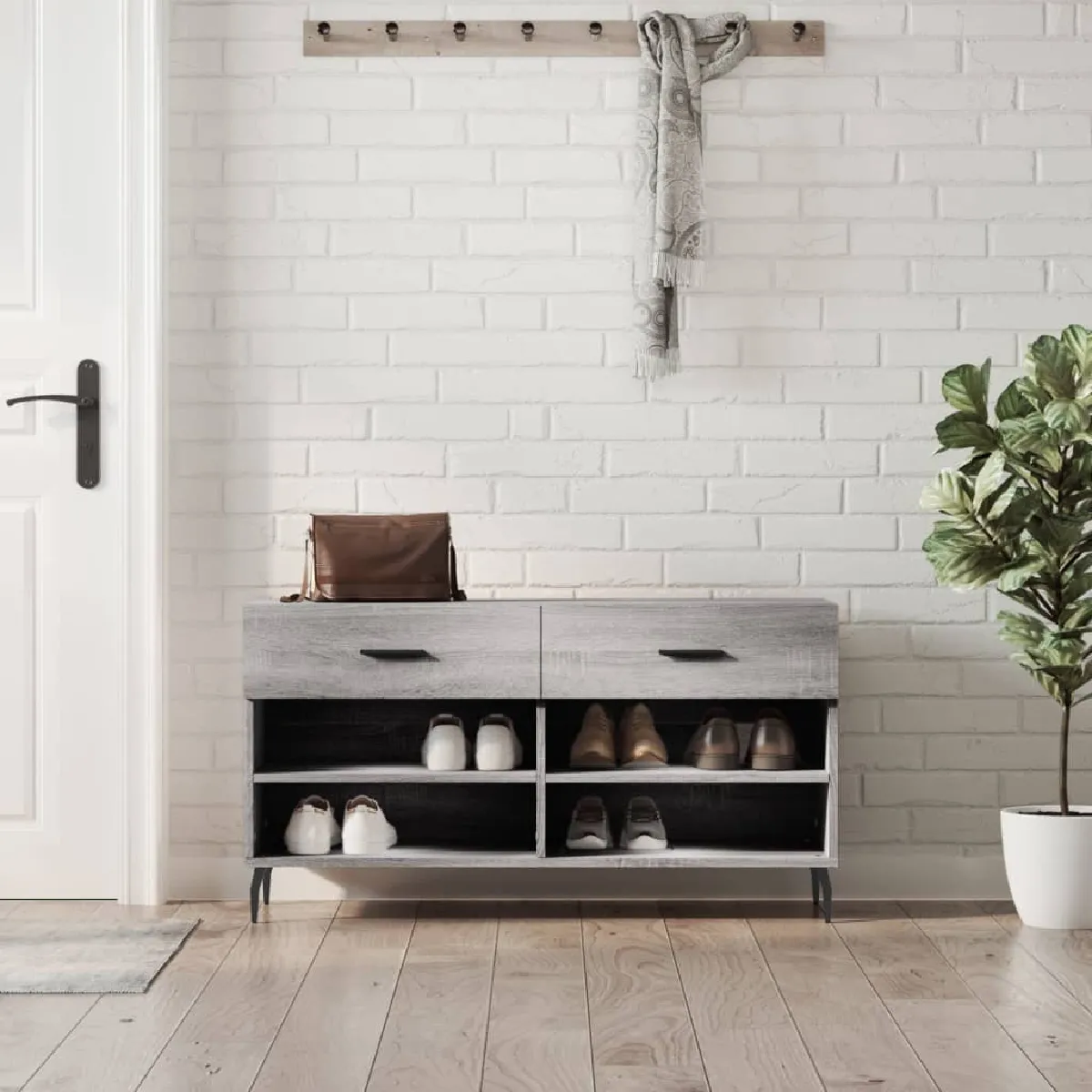 Vidaxl Gris Banc À Chaussures Sonoma