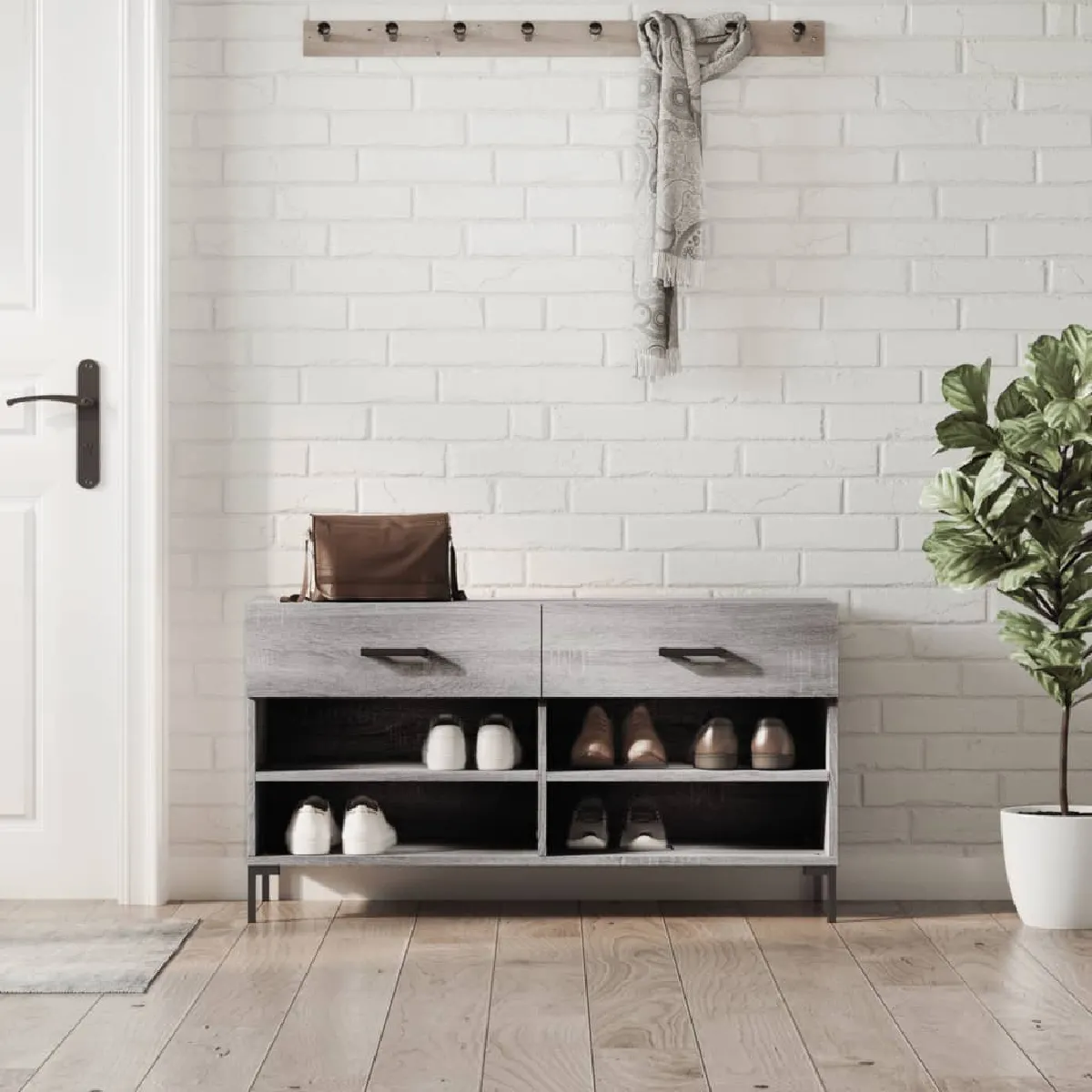 Vidaxl Gris Banc À Chaussures - Sonoma