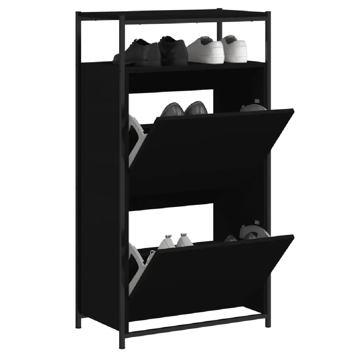 Vidaxl Noir Armoire À Chaussures