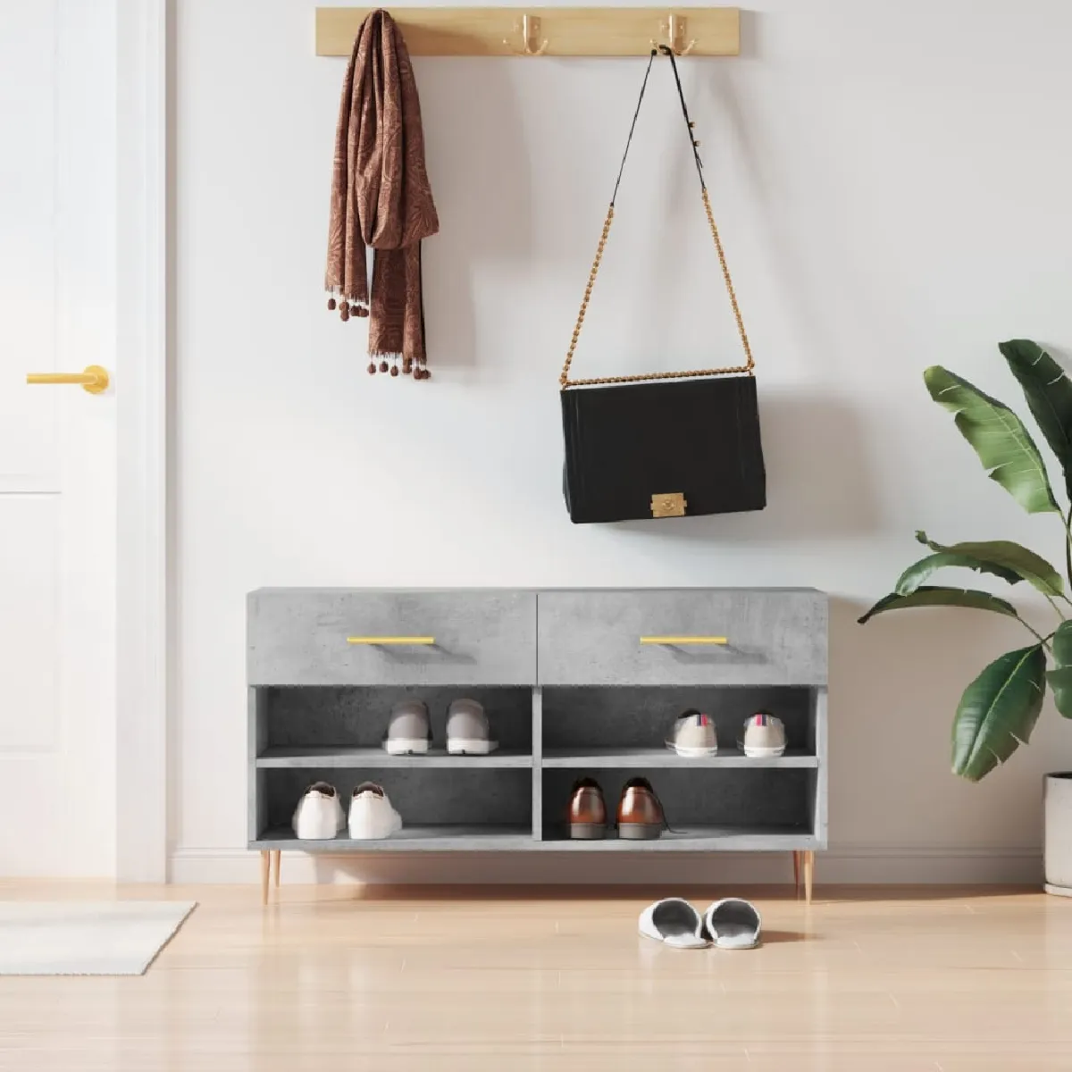 Vidaxl Gris Banc À Chaussures - Béton
