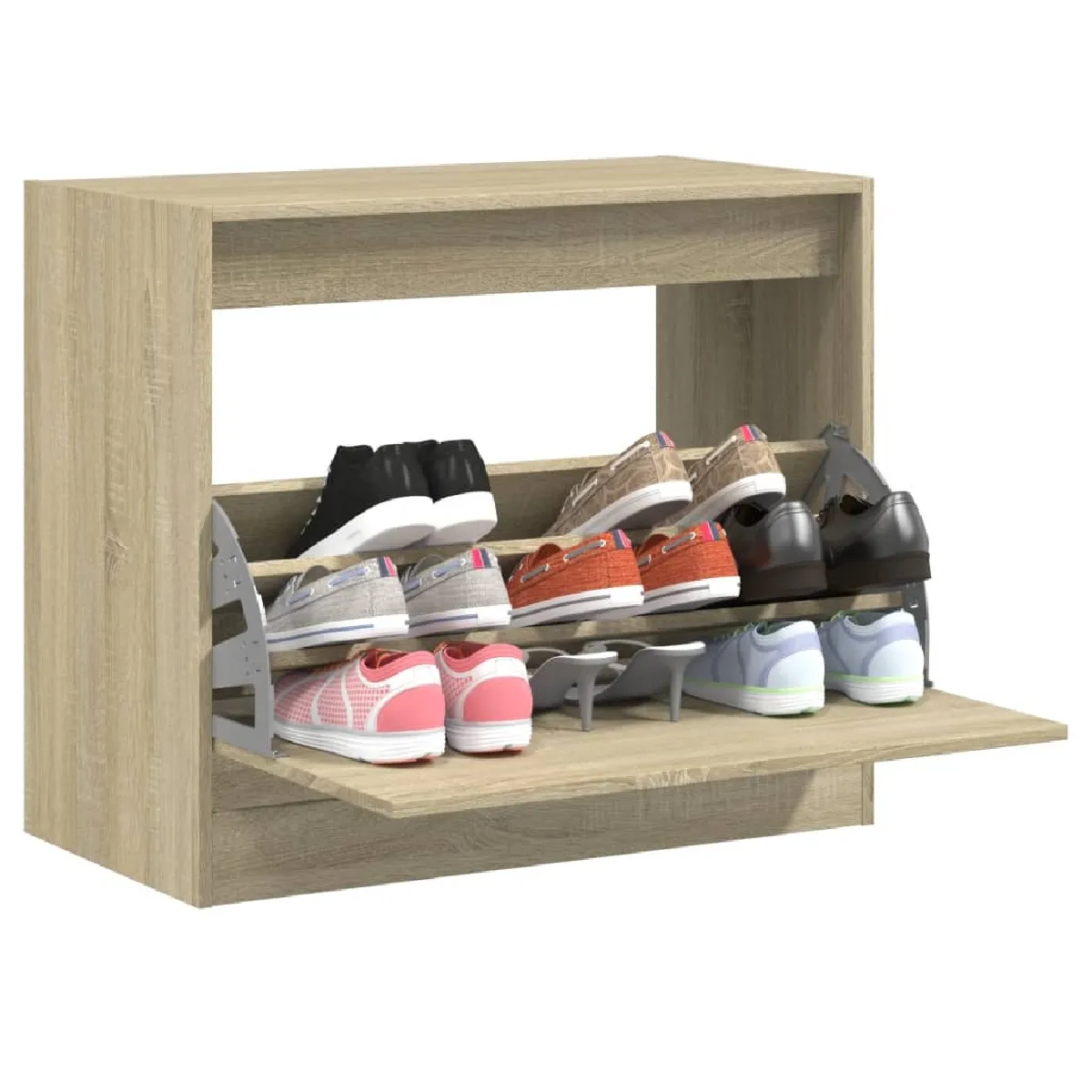 Non Communiqué Marron Vidaxl Armoire À Chaussures, Étagère À Chaussures Avec Tiroir, Meuble À Chaussures Avec Rangement Entrée Couloir, Chêne 840003 - Image 3