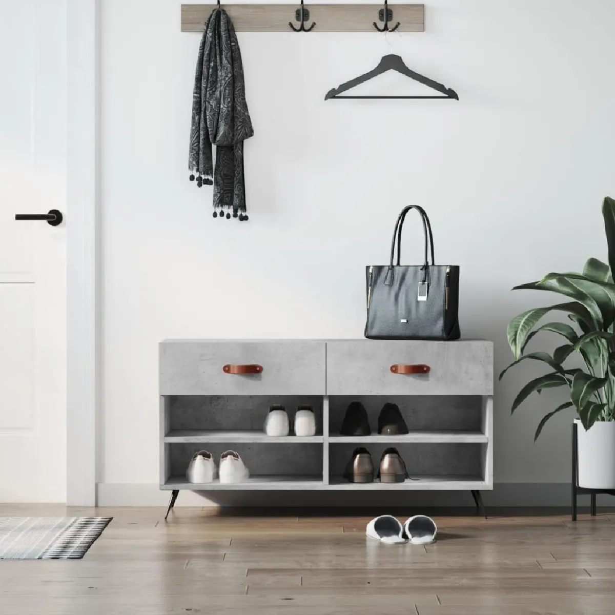 Vidaxl Gris Banc À Chaussures - Béton