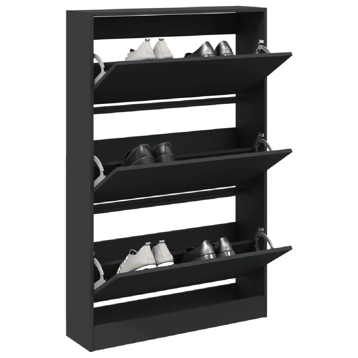 Non Communiqué Noir Vidaxl Armoire À Chaussures 80X21x125,5 Cm Bois D'ingénierie 839925 - Image 3