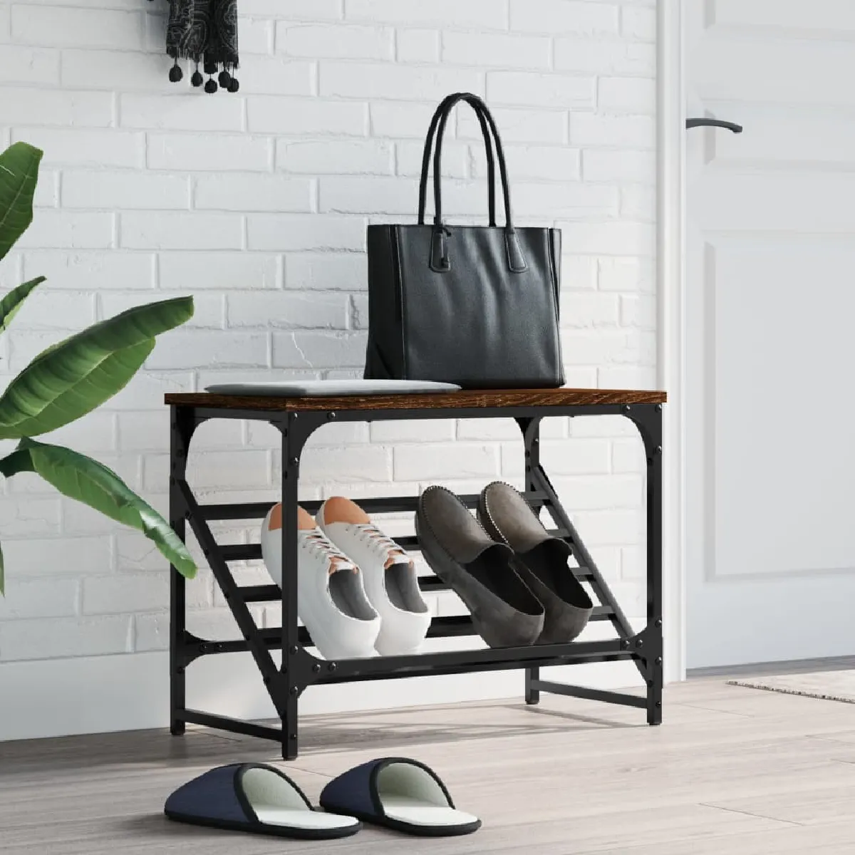 Non Communiqué Marron Vidaxl Étagère À Chaussures Chêne 60X30x45 Cm Bois D'ingénierie 833417 - Image 3