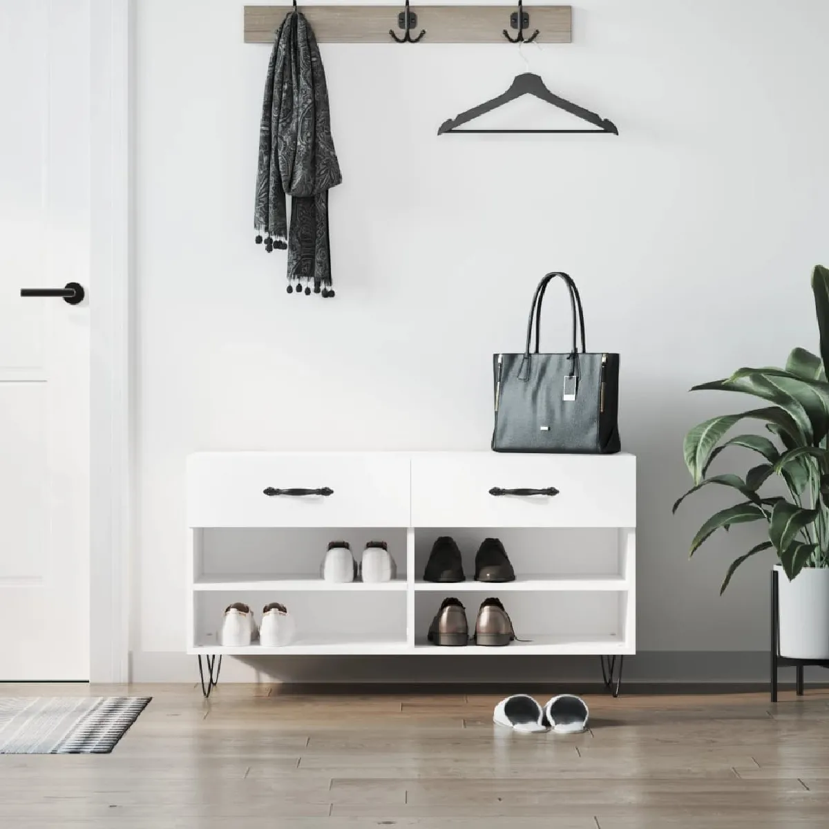 Vidaxl Blanc Banc À Chaussures 102X35x55 Cm Bois D Ingénierie - Image 3