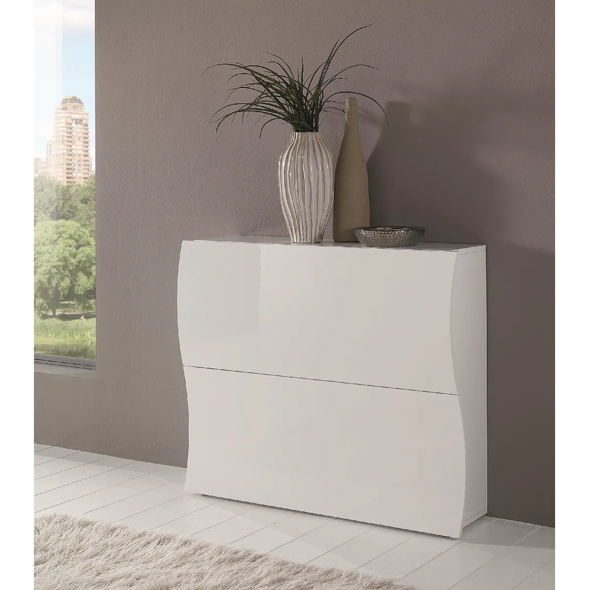 Alter Étagère à chaussures - Blanc brillant Alter Étagère à chaussures - Blanc brillant