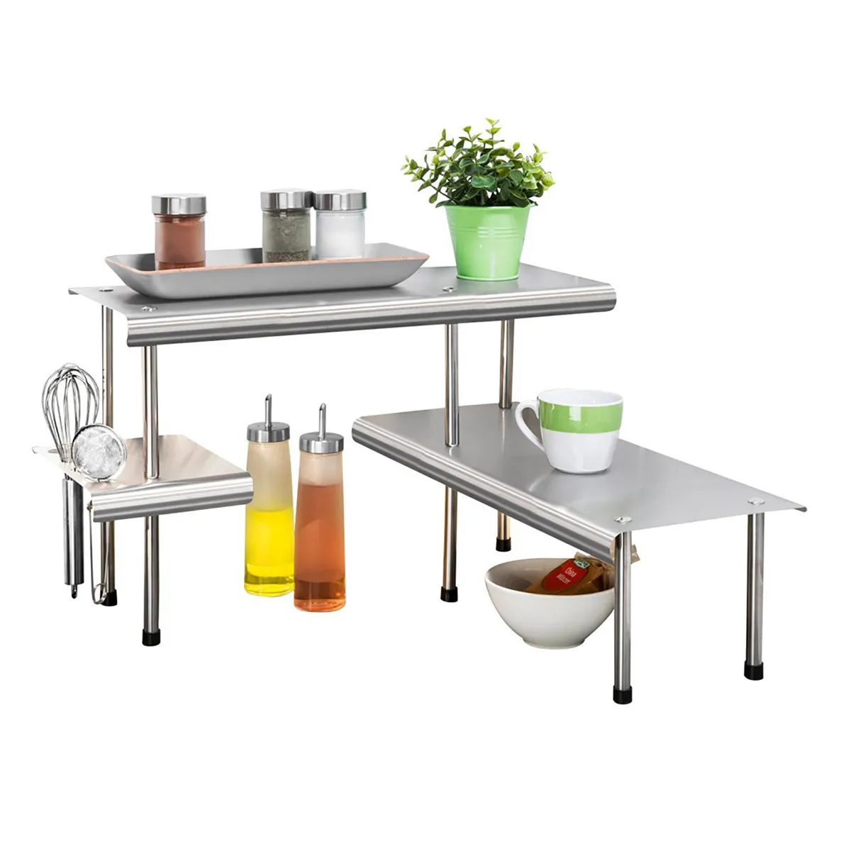 Wenko Étagère d'angle cuisine Massivo Trio - Argent