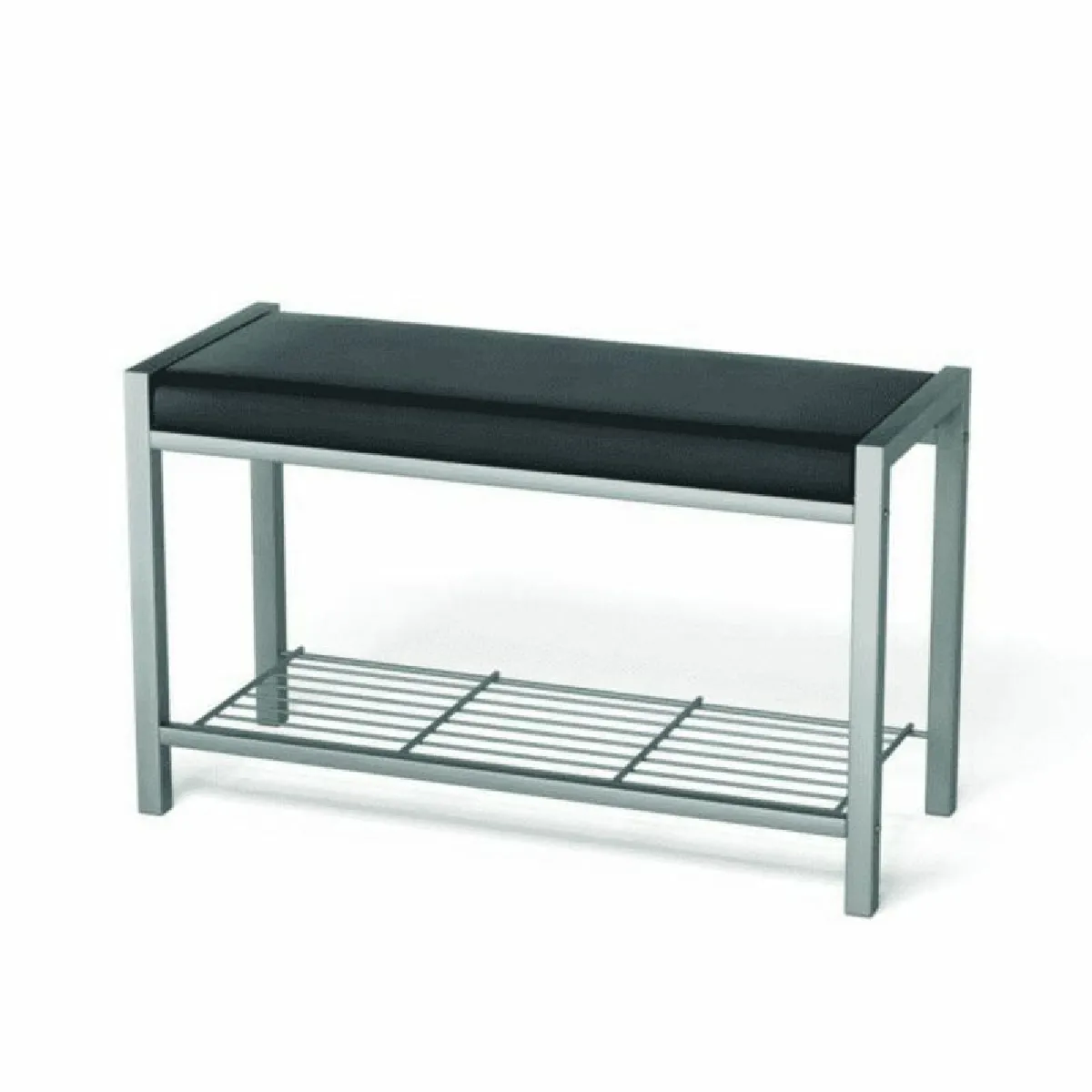 Banc de rangement chaussures Enja 80x48x32 cm aluminium et noir