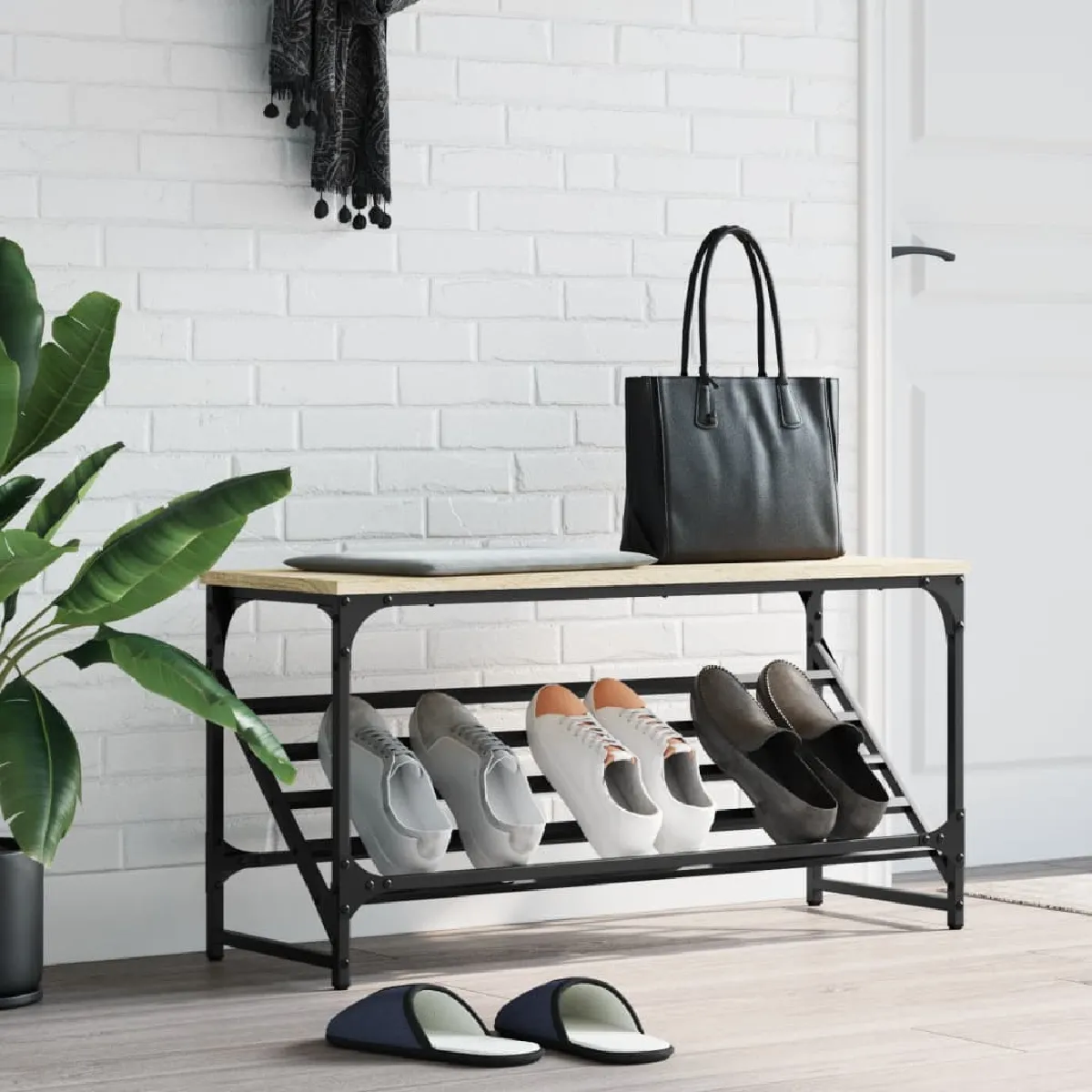 vidaXL Étagère à chaussures chêne sonoma