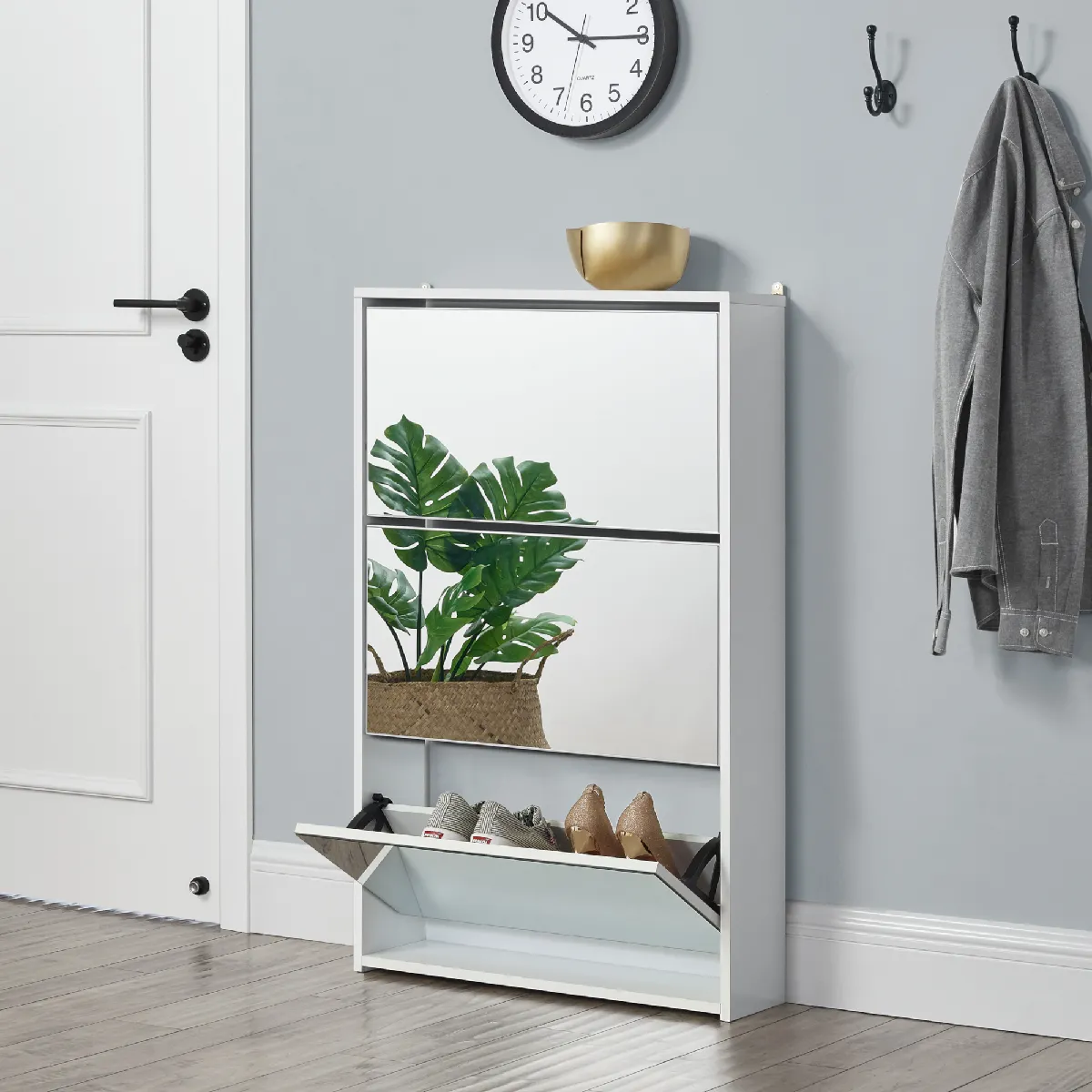 En.casa Étagère à chaussures Vogar miroir En.casa Étagère à chaussures Vogar miroir