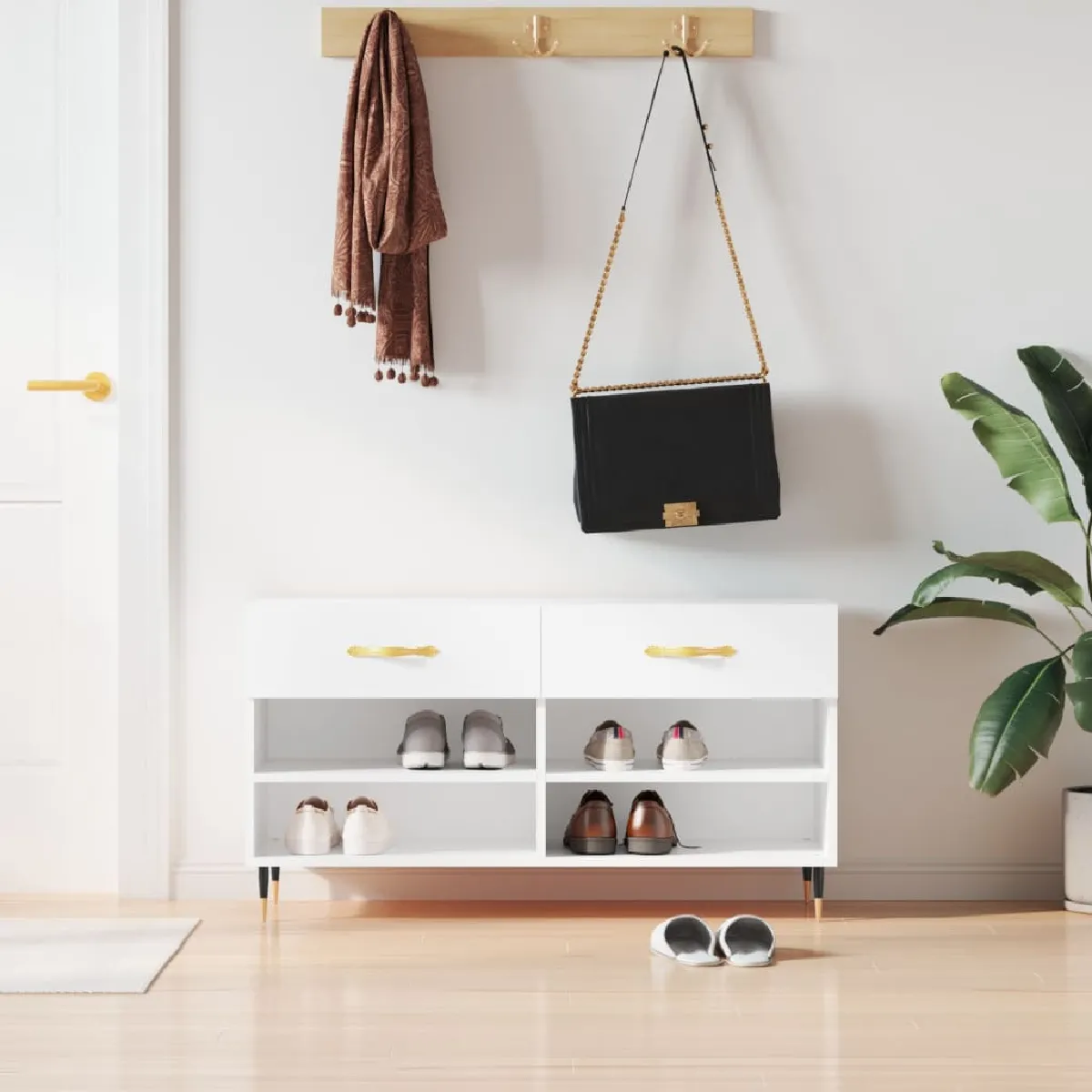 vidaXL - Meuble à chaussures - 102x35x55 cm - Blanc - Image 3