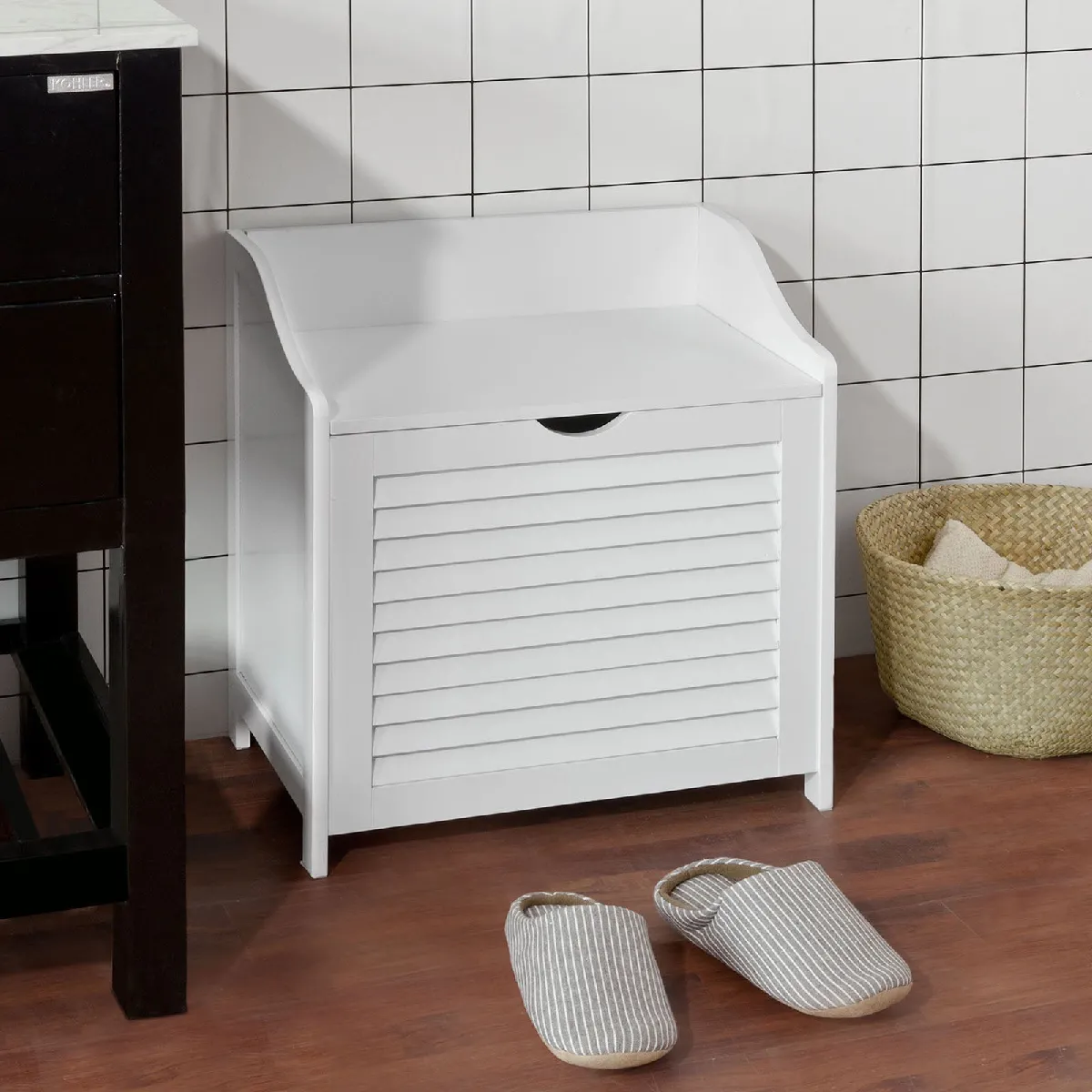 SoBuy FSR40-W - Banc de rangement blanc