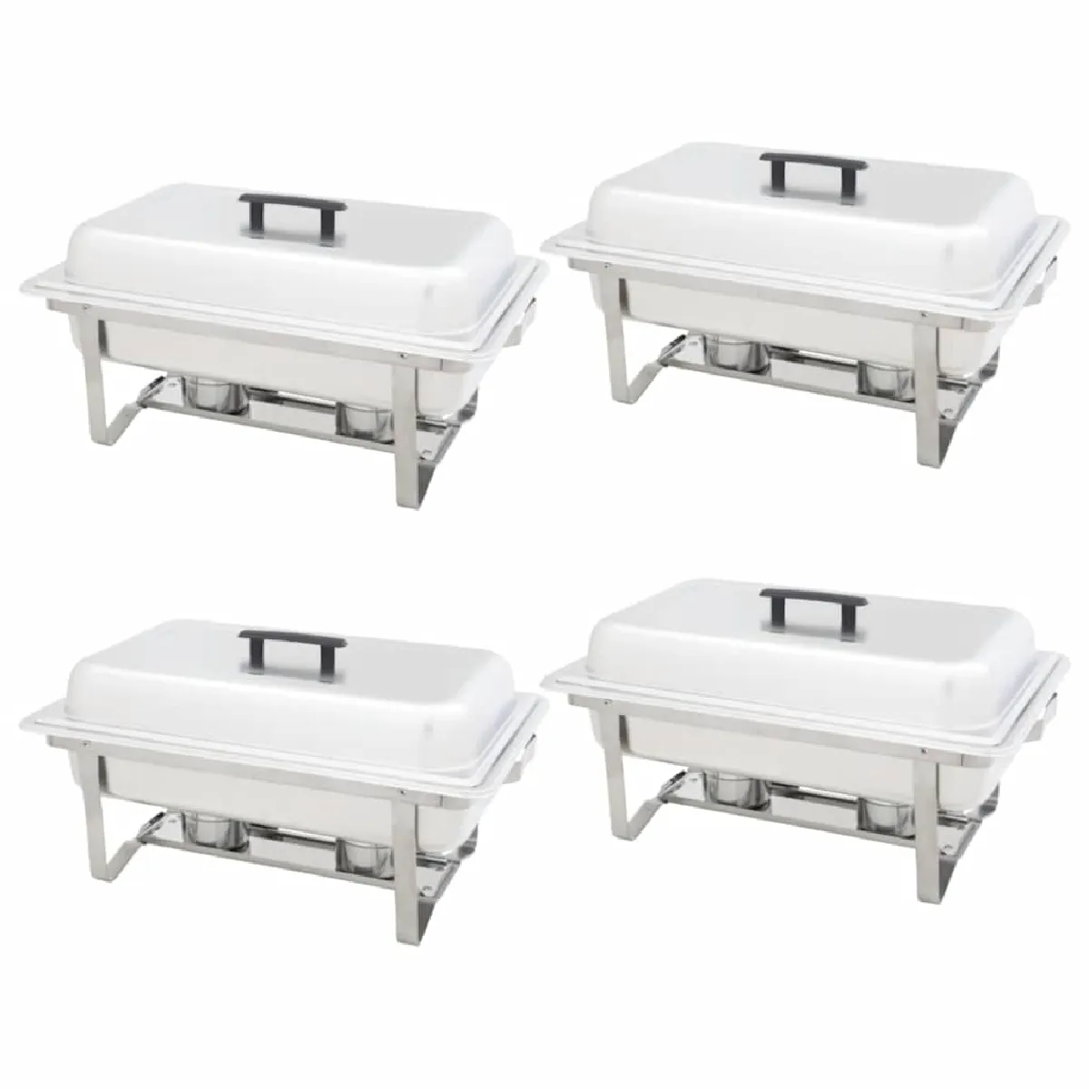 Vidaxl Ensemble De Chauffe-Plats 4 Pcs Acier Inoxydable - Image 3
