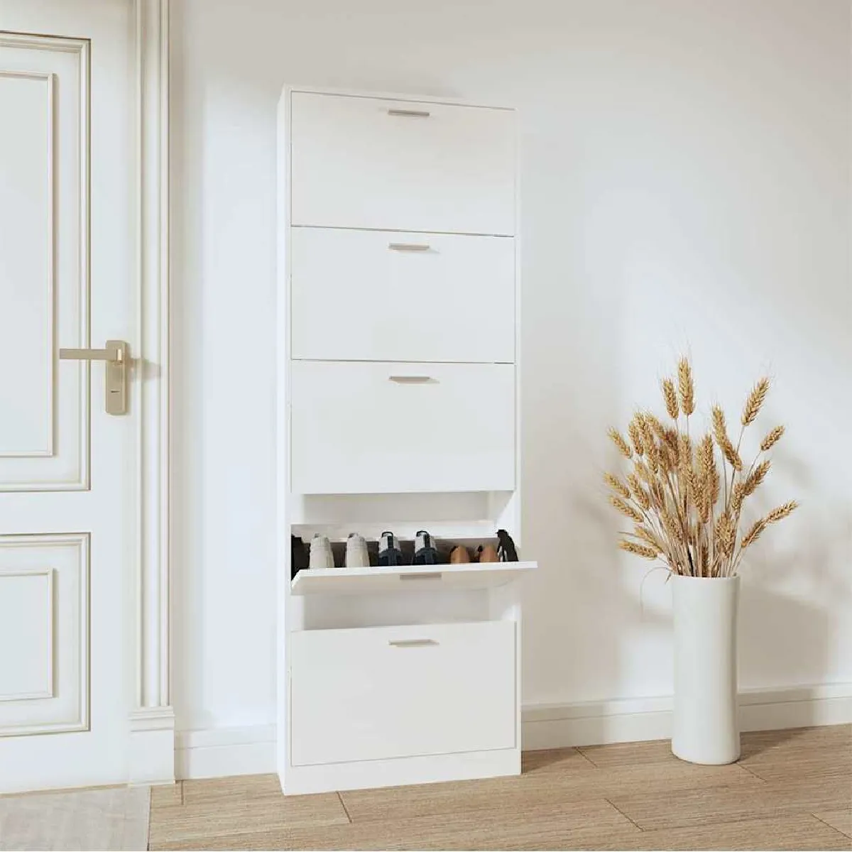 Vidaxl Blanc Armoire À Chaussures - Brillant
