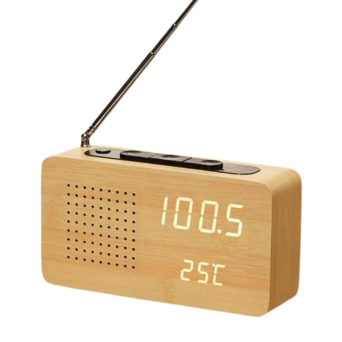 Yonis Réveil digital en bois - Beige