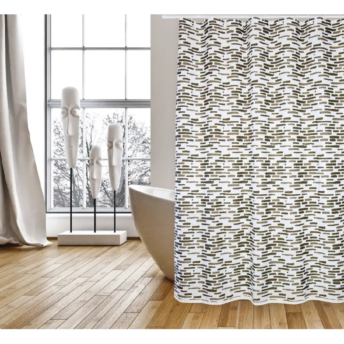 GENERIQUE Rideau de douche Polyester LOFT 180x200cm QUALITE PREMIUM Chocolat