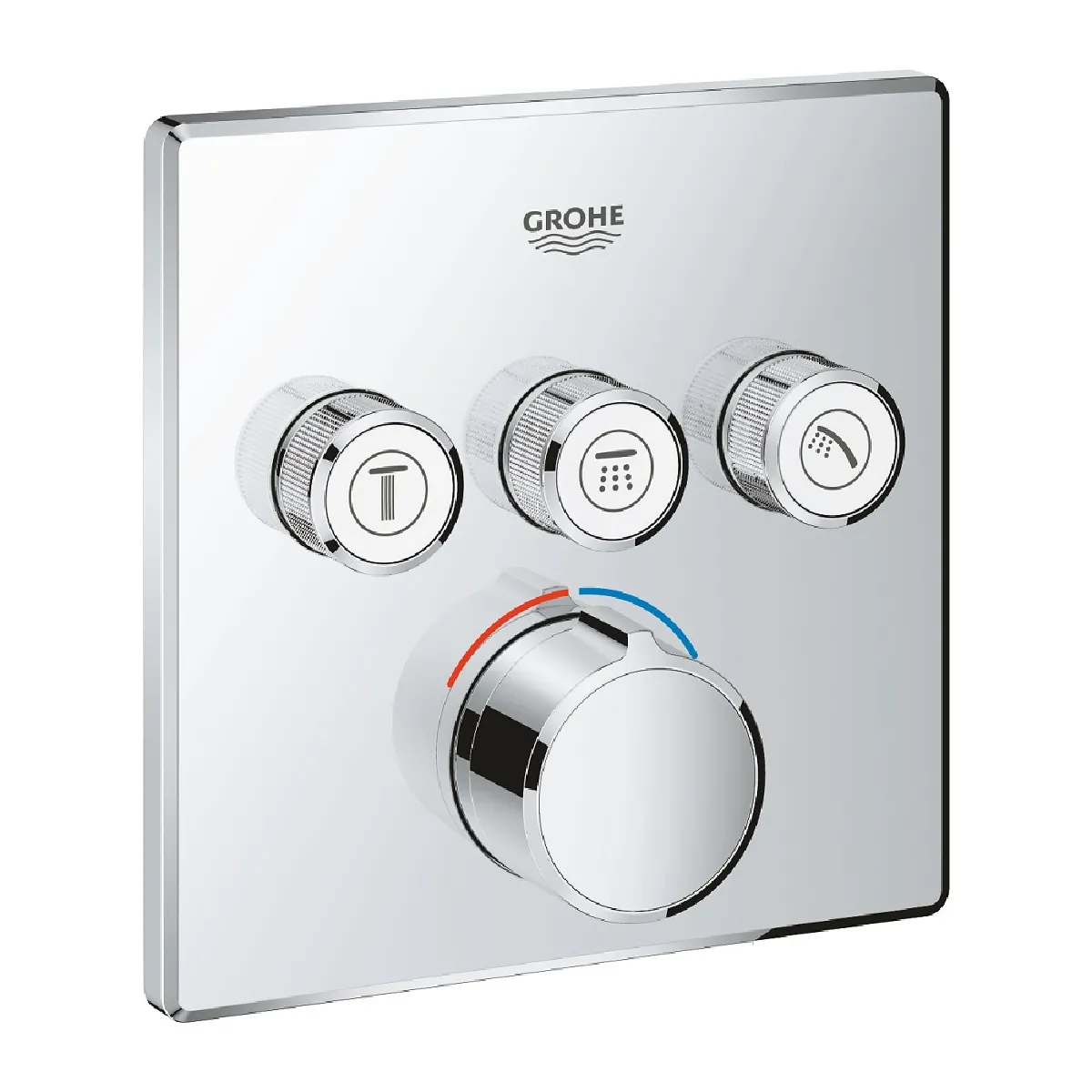 Non Communiqué Chrome Grohe - Mitigeur Encastré 3 Sorties Grohe Smartcontrol - Façade Carrée - Image 2