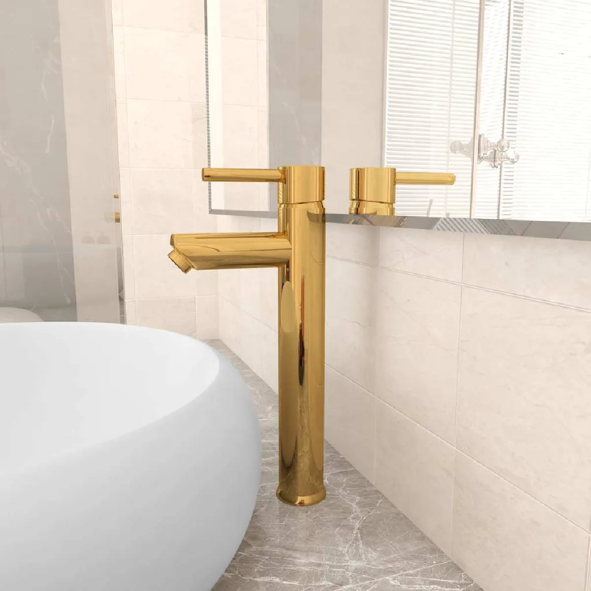 VIDAXL - Mitigeur de lavabo - 12x30 cm - Or - Image 2