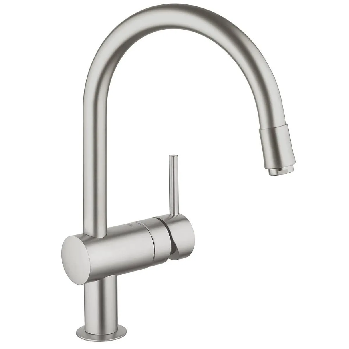 Mitigeur &eacute;vier avec bec mousse acier supersteel minta 32918dc0 grohe