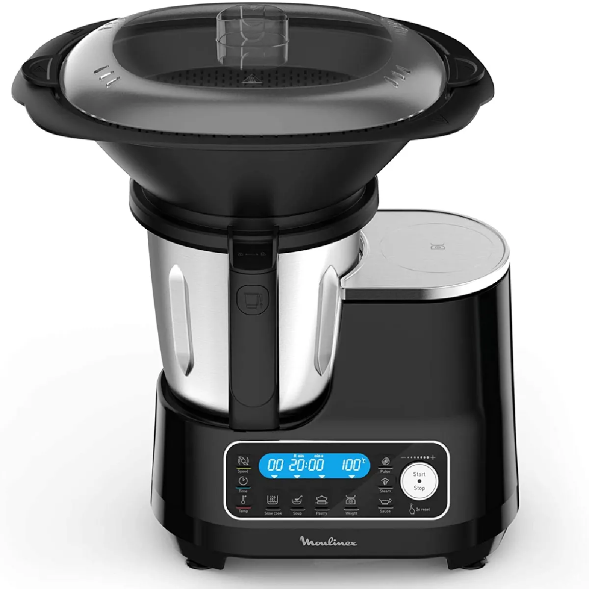 MOULINEX HF456810 Clickchef Robot cuiseur multifonction compact, 5 programmes auto, 32 fonctions, Balance intégrée, Noir
