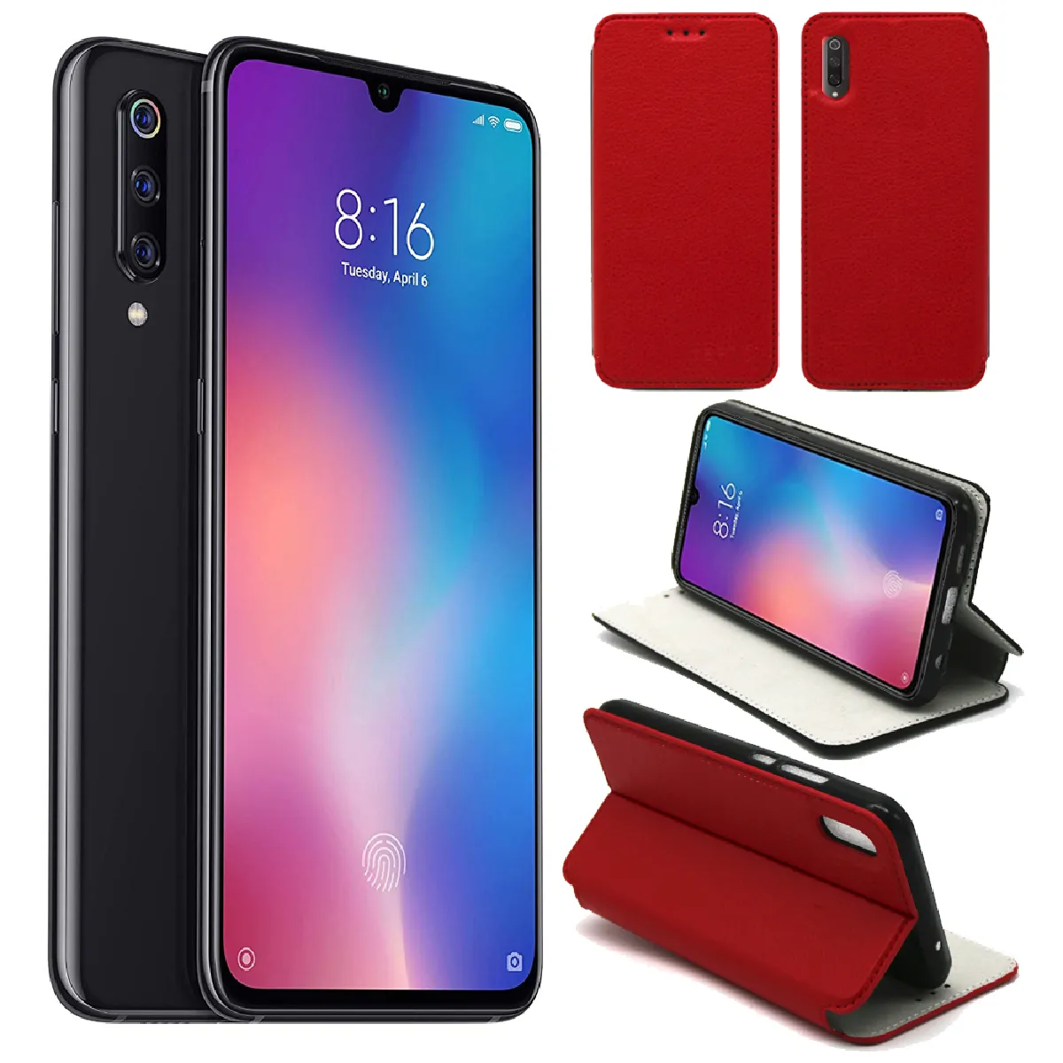 Xeptio Rouge Housse À Rabat En Similicuir Xiaomi Mi 9 Se