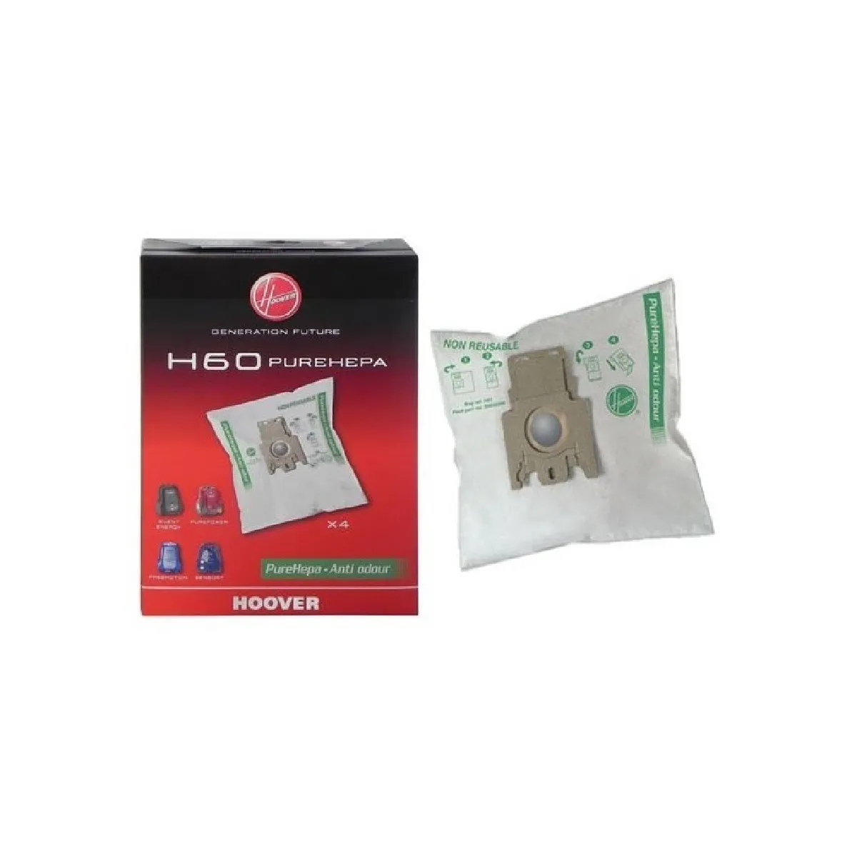 Hoover Sensory Freemotion Paquet de 4 sacs PureHepa
