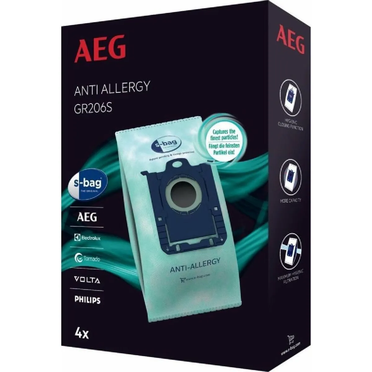 Sac Aspirateur AEG GR206S – Lot de 4 Sacs Plastiques Anti-Allergiques