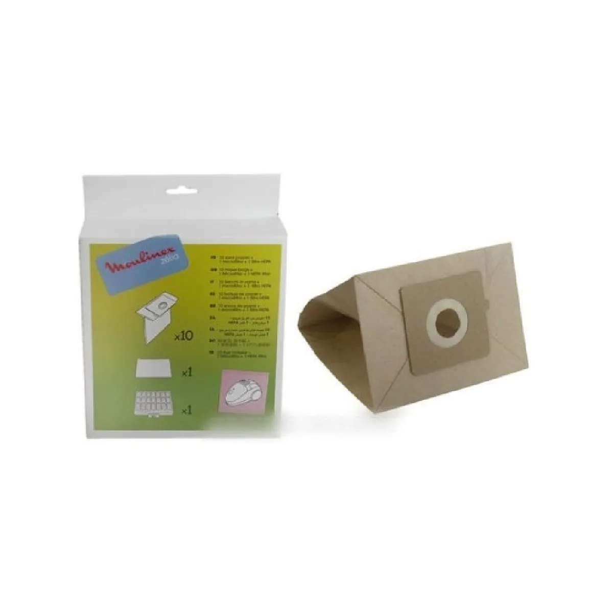 Sacs Pour Aspirateur MOULINEX MO401101 – Lot 10 Sacs + Filtre HEPA
