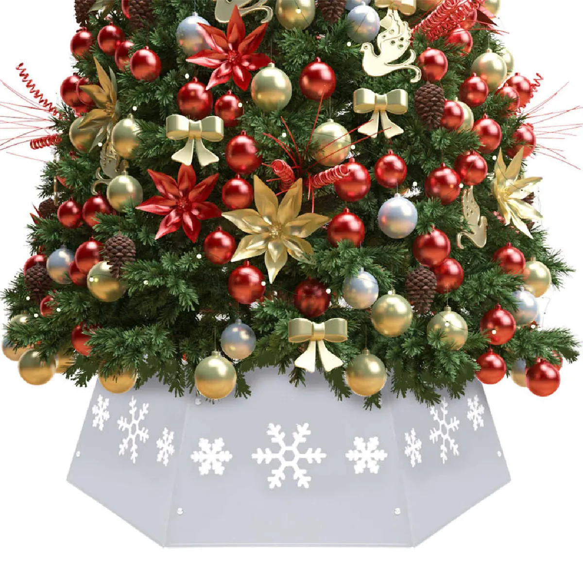 VidaXL Jupe de sapin de Noël - Blanc et argenté VidaXL Jupe de sapin de Noël - Blanc et argenté