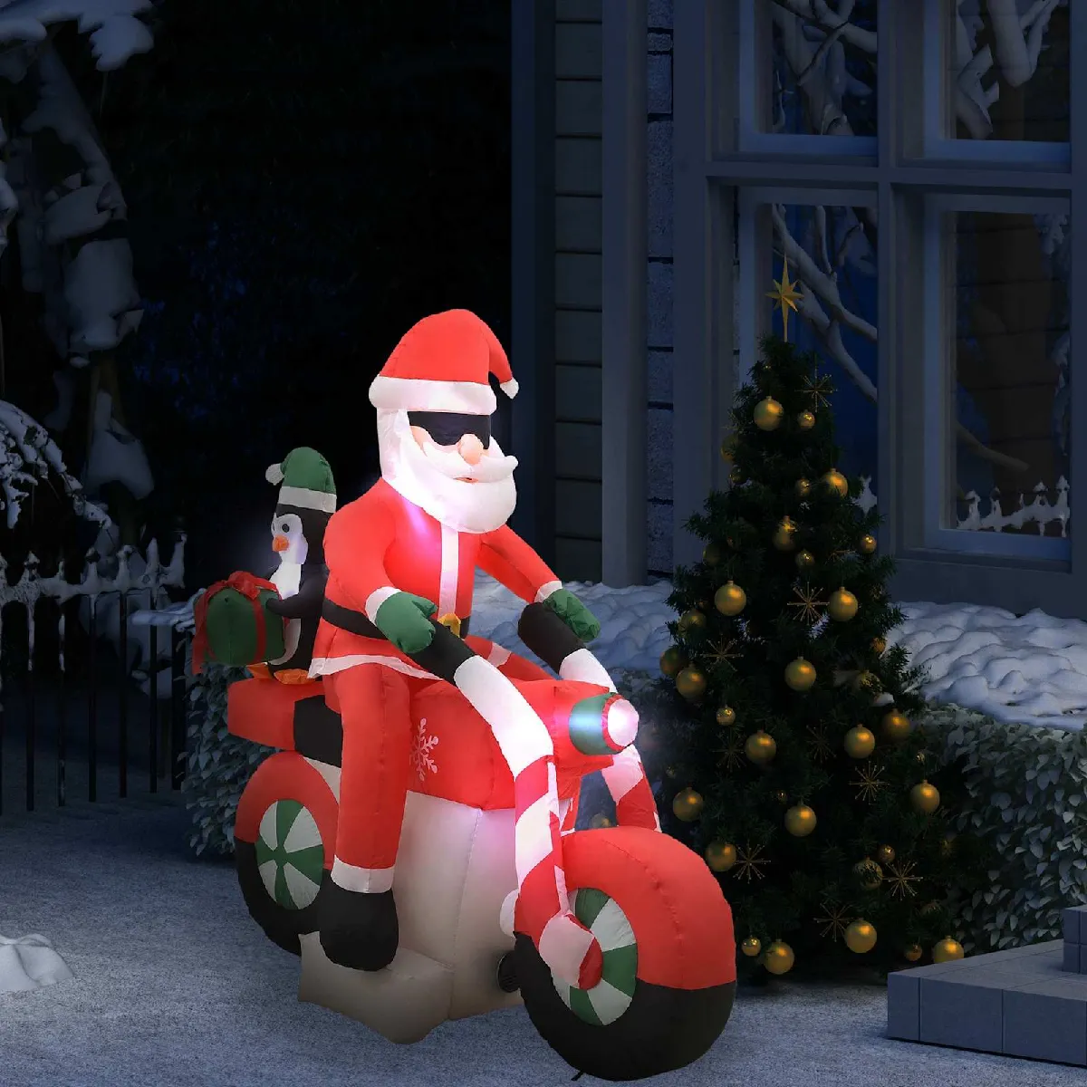 Non Communiqué Multicolore Vidaxl Père Noël Gonflable Sur Moto Led Ip44 160 Cm - Image 2
