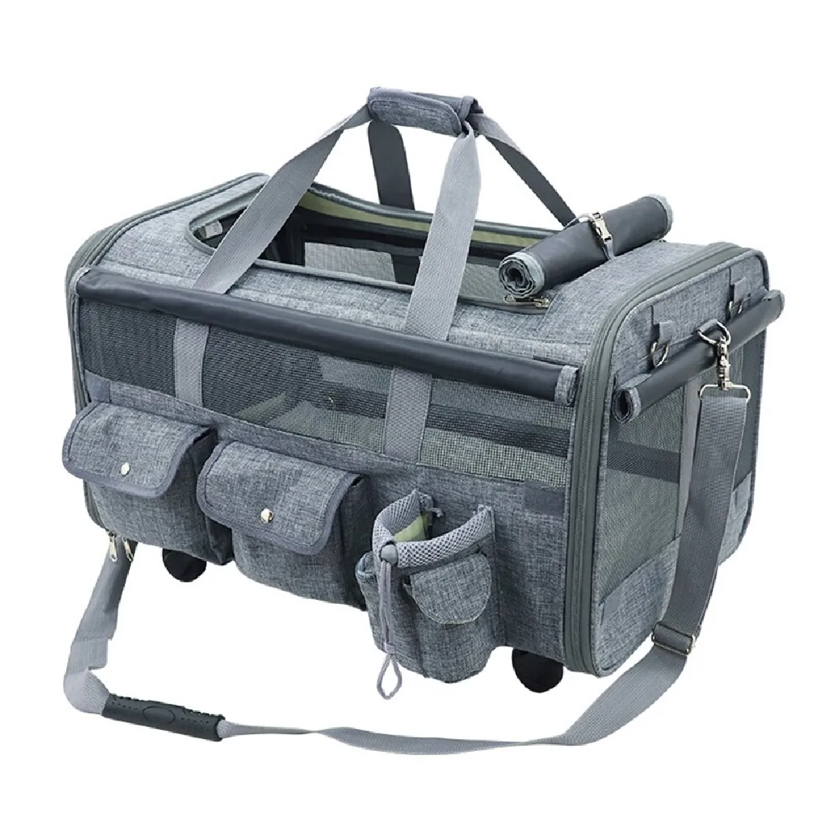 Comparer les prix de Sac à dos porte-animaux avec roulettes - Gris