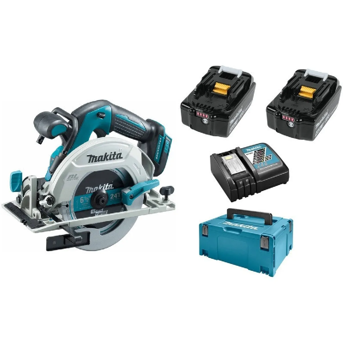 Scie circulaire MAKITA DHS680RMJ sans fil Ø 165 mm 18 V Li Ion Profondeur de coupe 57 mm - vue 2