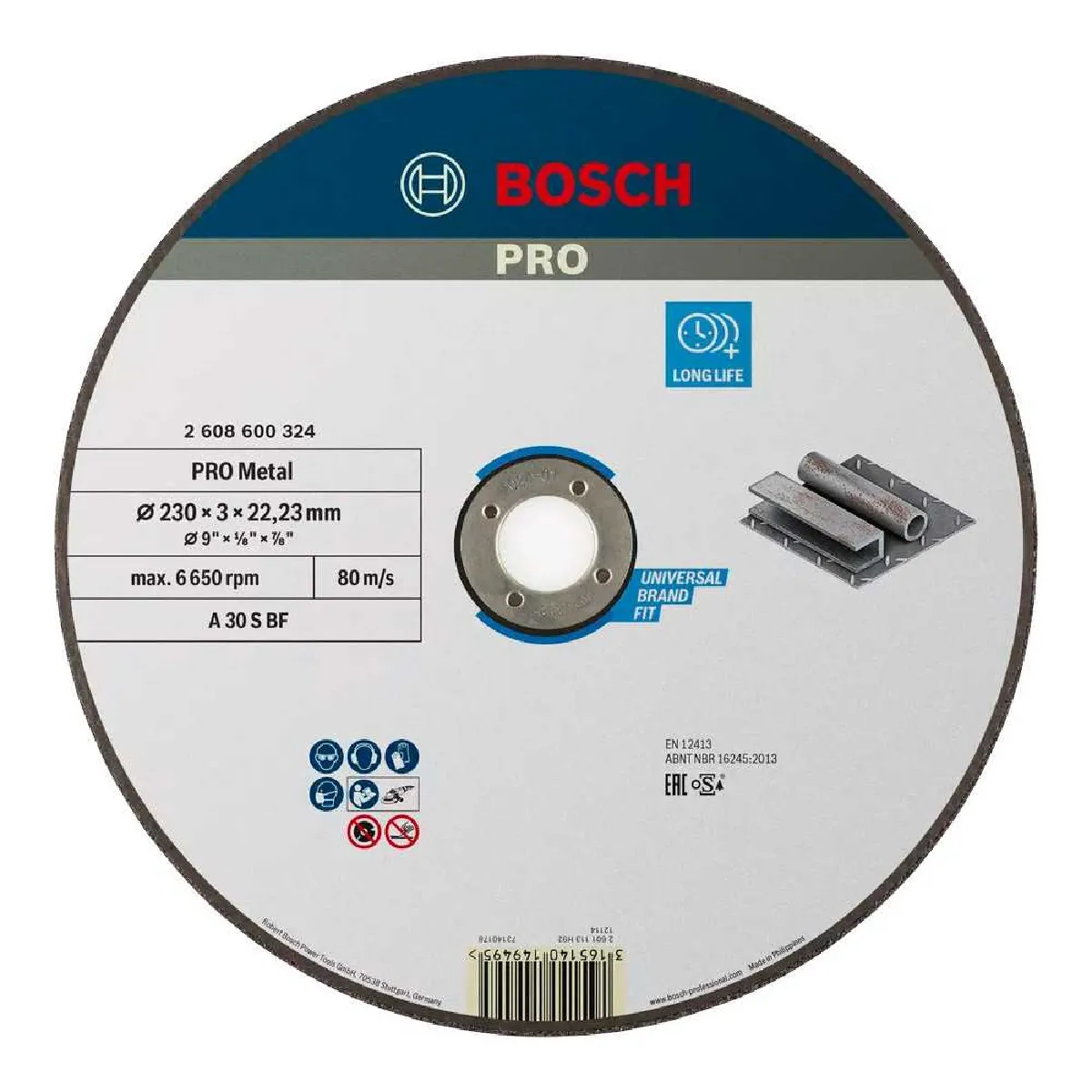 Bosch Disque à tronçonner à moyeu plat Expert for Metal 230x3.0 mm 2608600324