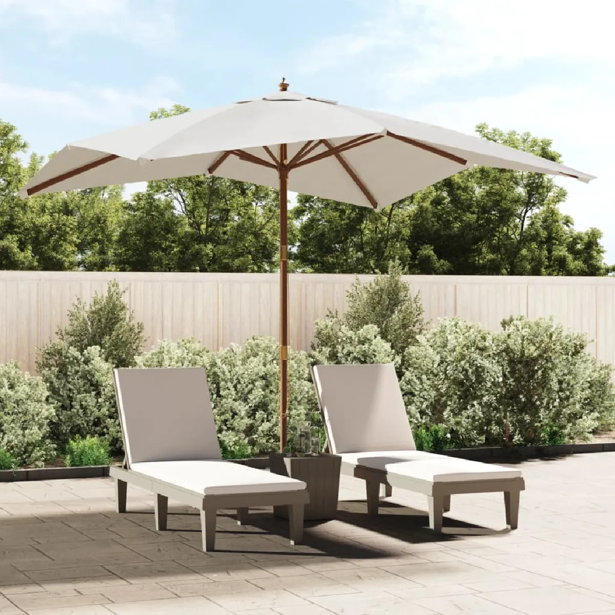 vidaXL Parasol de jardin avec mât en bois Sable 300 cm