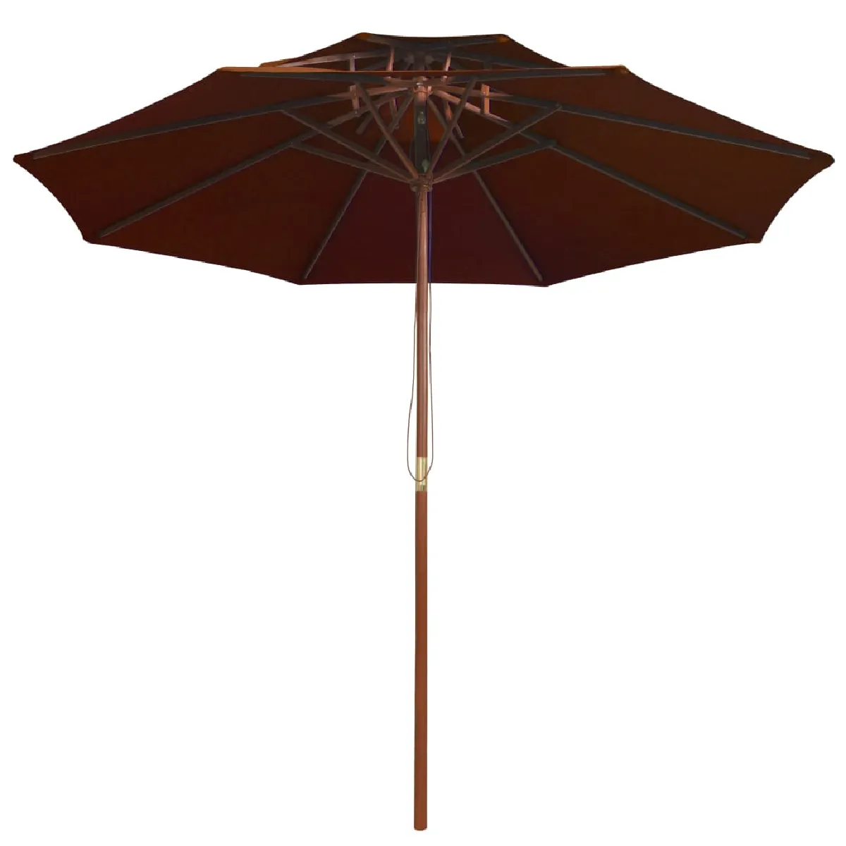 Parasol double avec m&acirc;t en bois terre cuite 270 cm - Bois