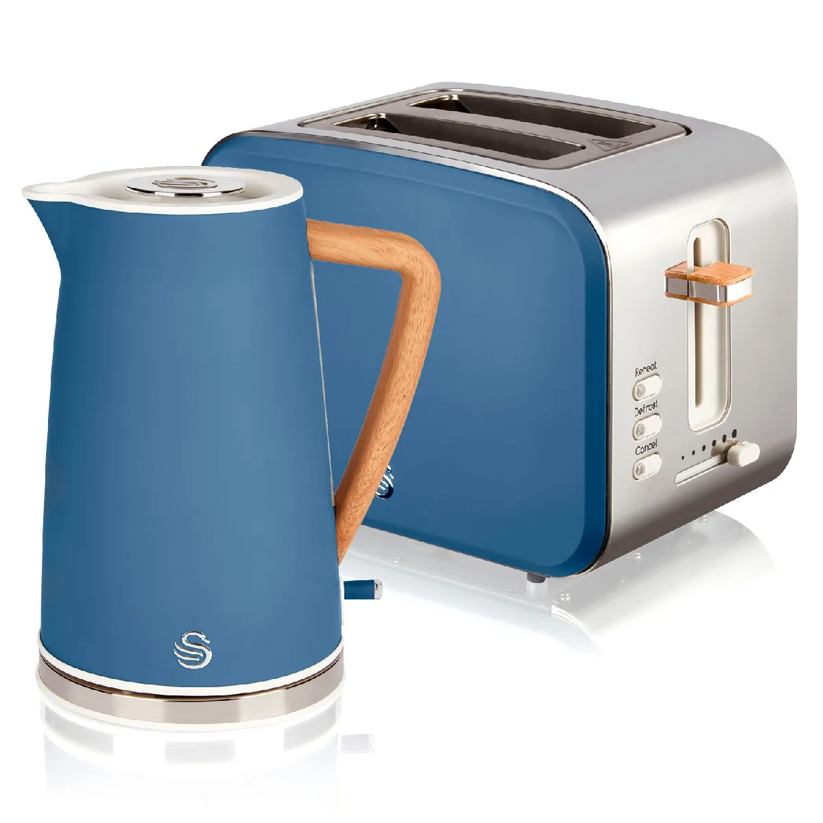 Swan Bleu Set Petit-Déjeuner Grille-Pain + Bouilloire Nordic