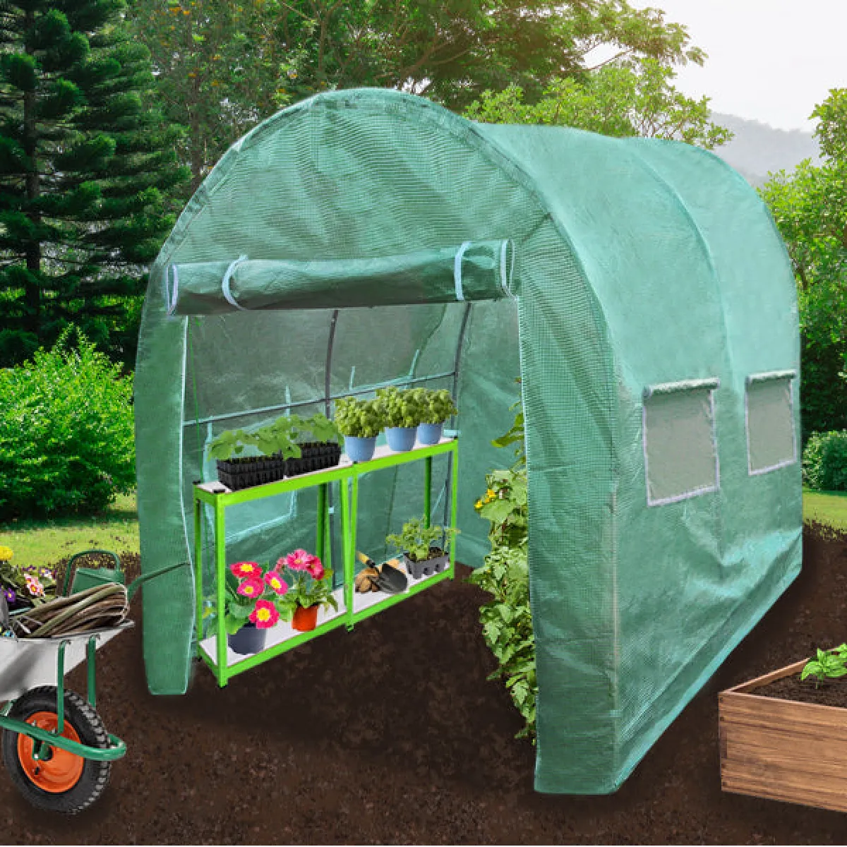 Serre Polytunnel 25mm 4m x 2m avec Étagères