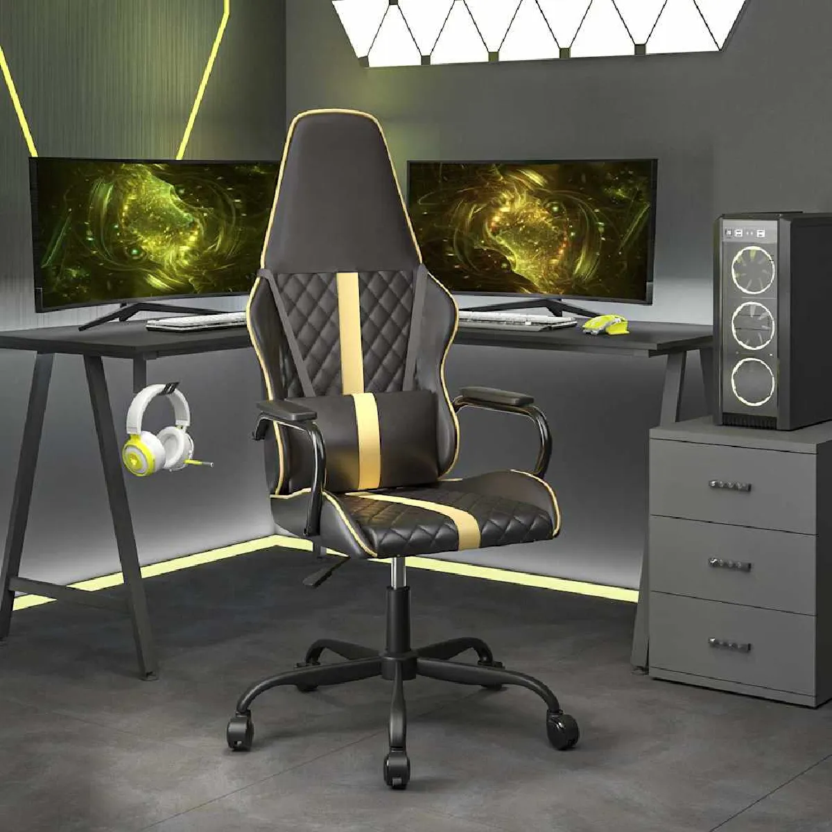 Vidaxl Noir Chaise Massage - Doré Et