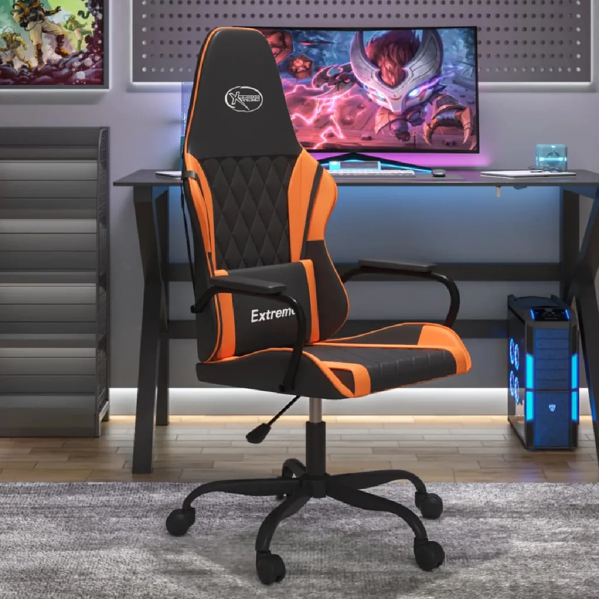 vidaXL Chaise de jeu Noir et orange
