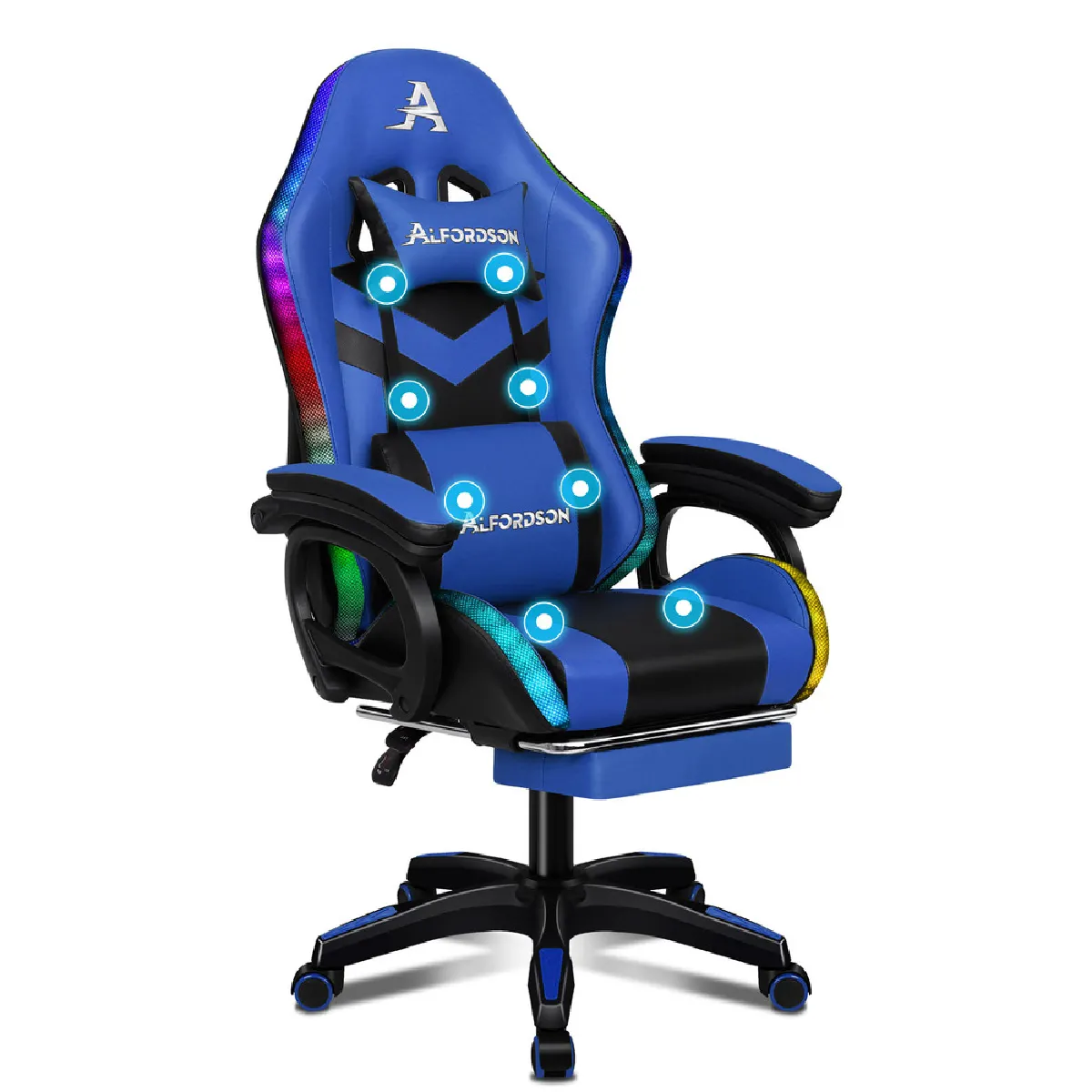 ALFORDSON Chaise Gaming Chaise de Bureau LED et Massant 8 Points et - vue 2