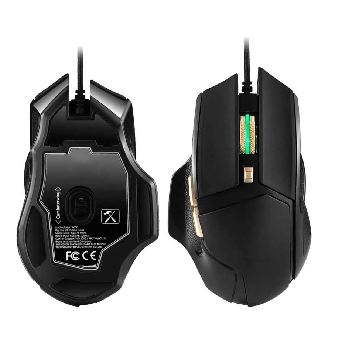 YONIS Souris Gamer Pc Filaire USB 2.0 3800 Dpi Ordinateur Lumi&egrave;re LED 6 Boutons Noir -  