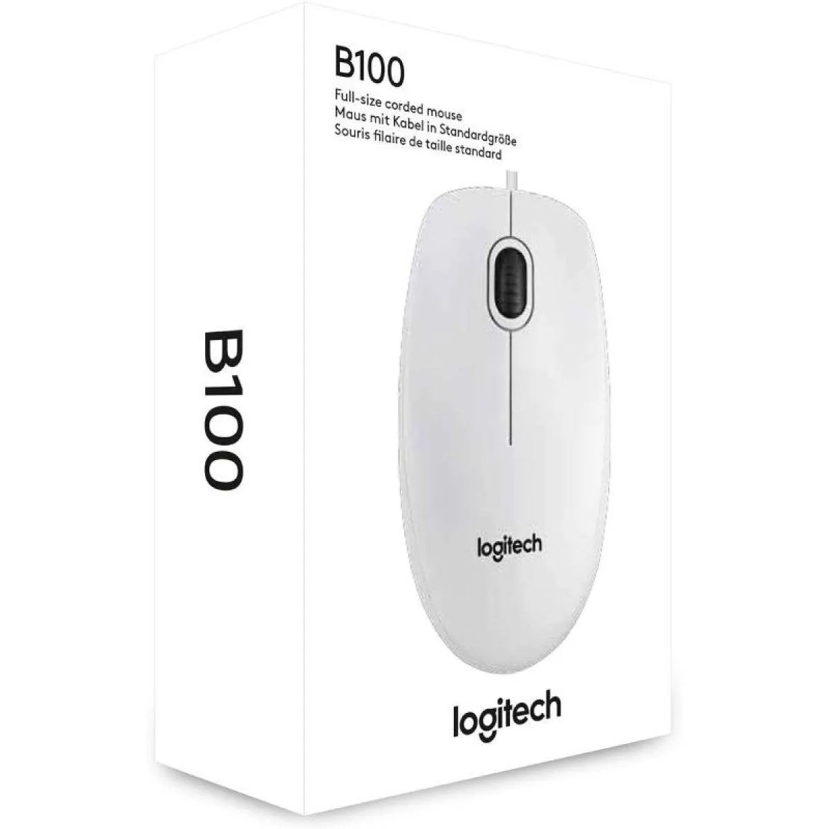 Logitech B100 Wired Mouse - Blanc